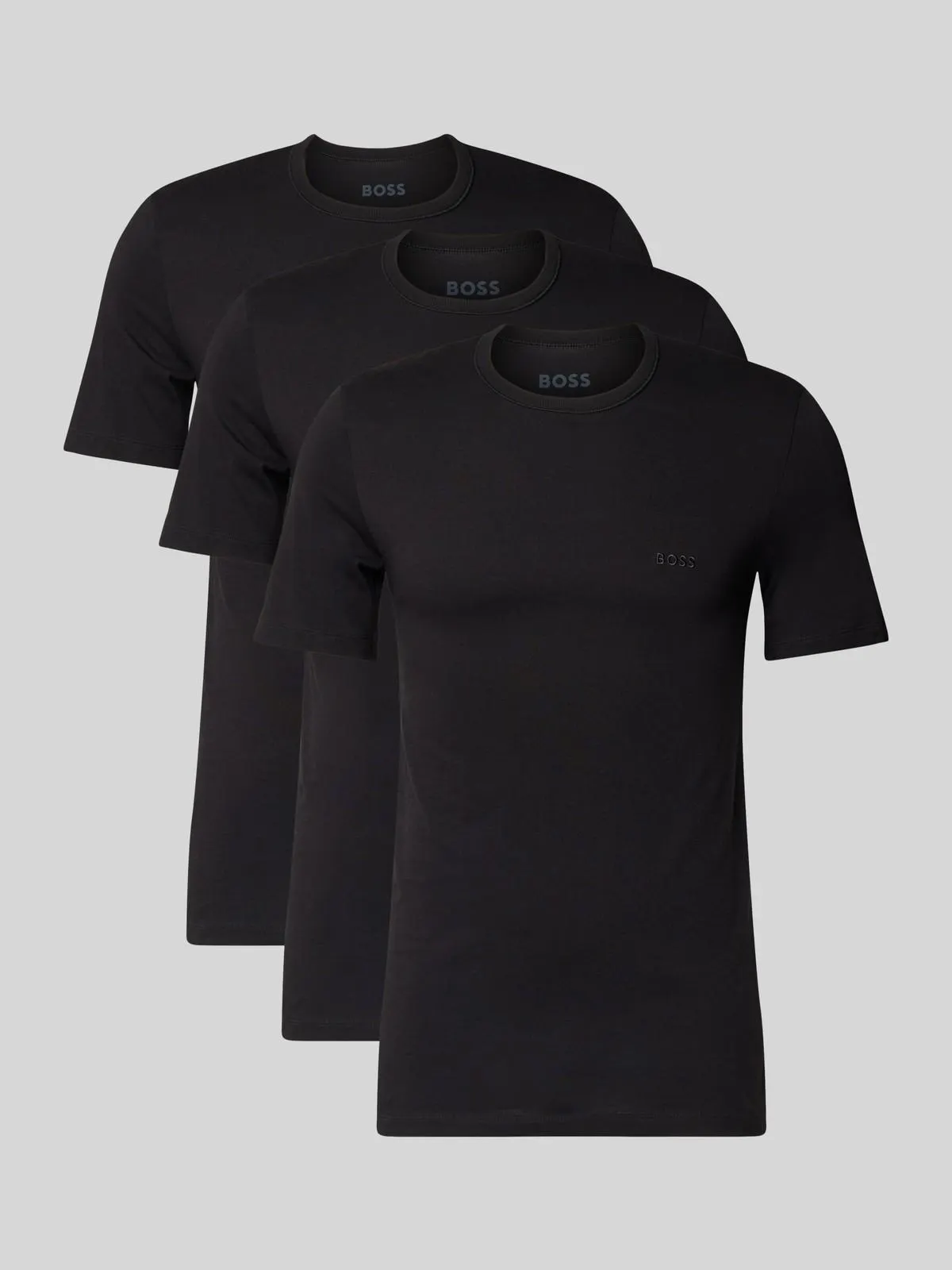 Regular Fit T-Shirt aus reiner Baumwolle im 3er-Pack Modell 'CLASSIC' in black