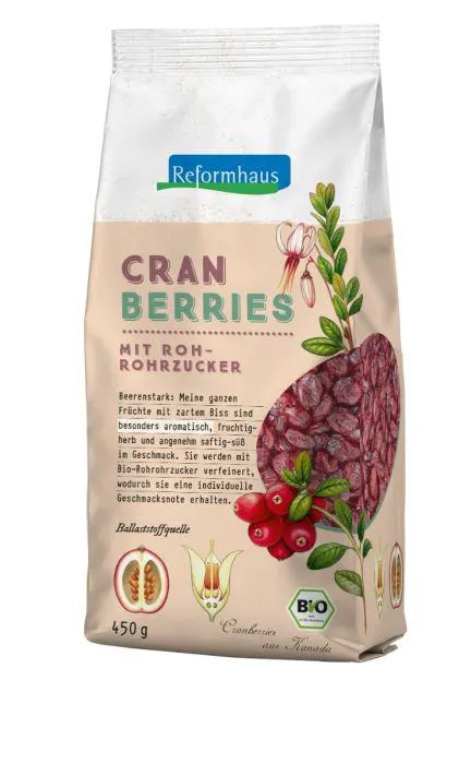 Reformhaus Cranberries ganz, gesüßt 450g