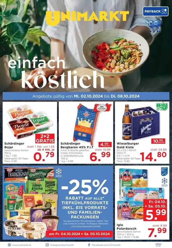 Unimarkt flugblatt von 2. Oktober bis 8. Oktober 2024 - Flugblätt seite  1