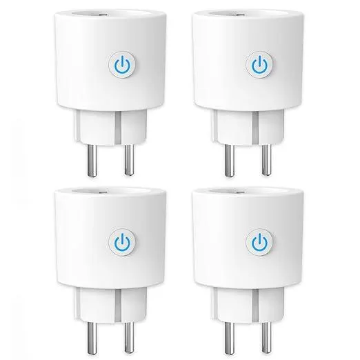 ANTELA WLAN Smart Steckdose mit Strommessung 16A, Smart Home Steckdose kompatibel mit Alexa/Google Home, Stromverbrauch Messen, Sprachsteuerung, APP Fernsteuerung, 2,4GHz, 4 PCs