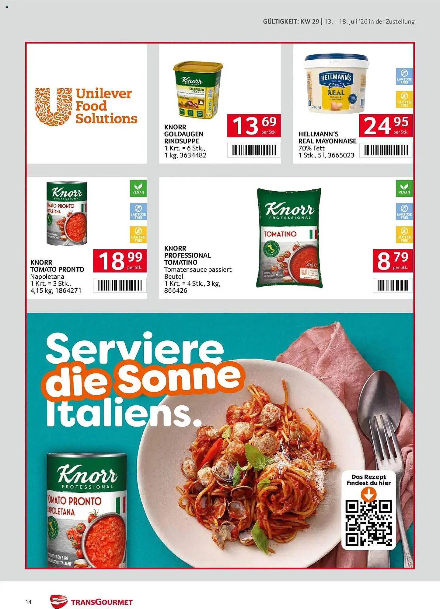 Transgourmet Flugblatt von 13. Juli bis 18. Juli 2026 - Flugblätt seite 14
