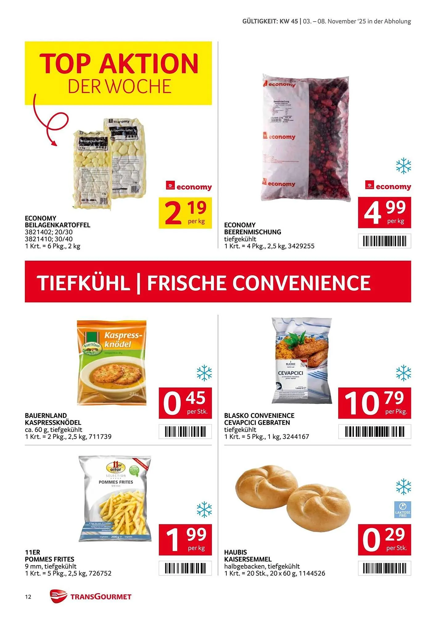 Transgourmet Flugblatt von 3. November bis 9. November 2025 - Flugblätt seite  12