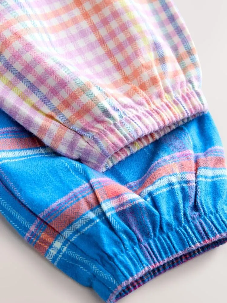 Blau/Pink/Figurenmotiv - Pyjama mit karierter Webhose im 2er-Pack (9M.–10J.)