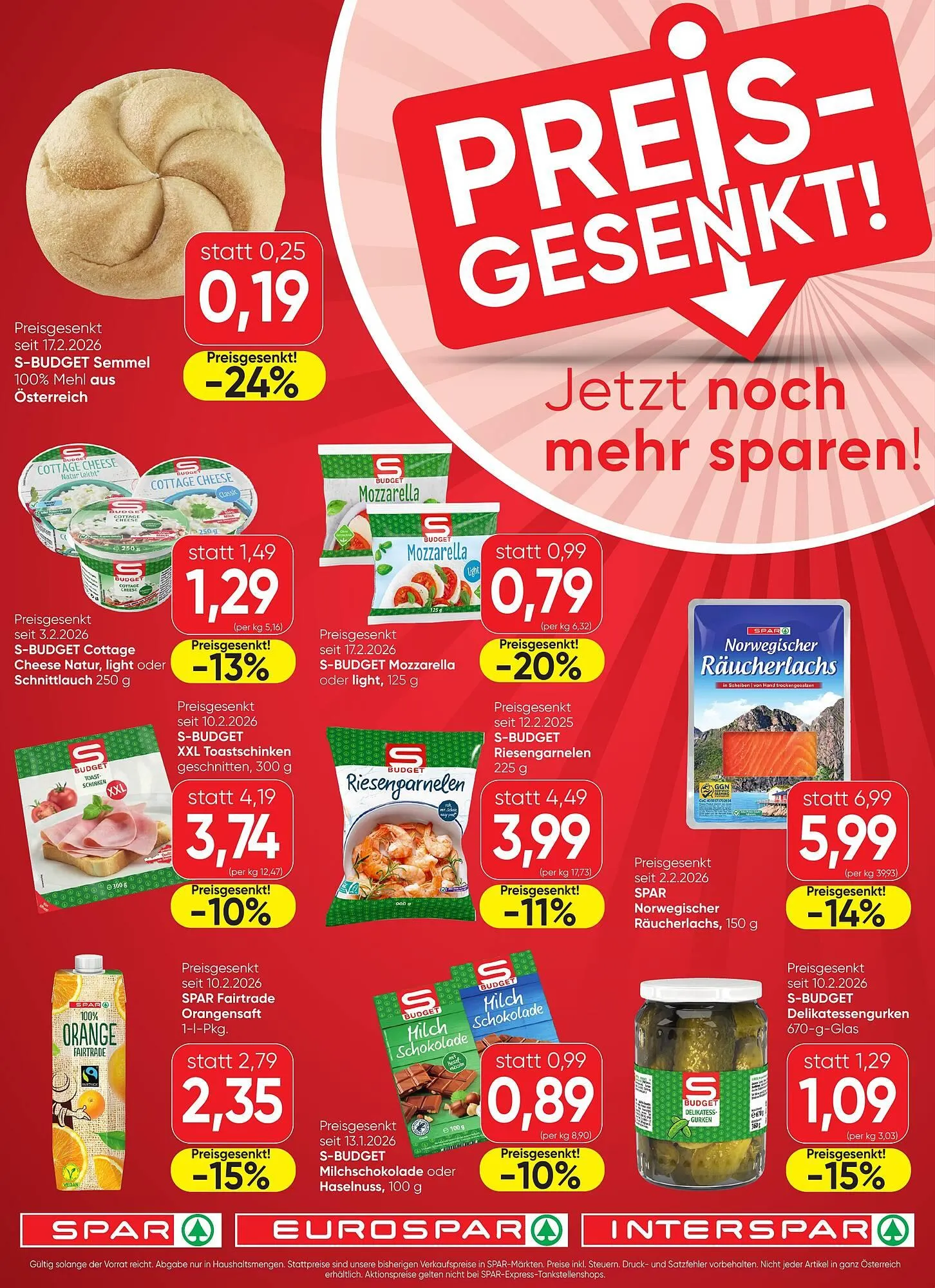 Spar Flugblatt von 18. Februar bis 25. Februar 2026 - Flugblätt seite 1