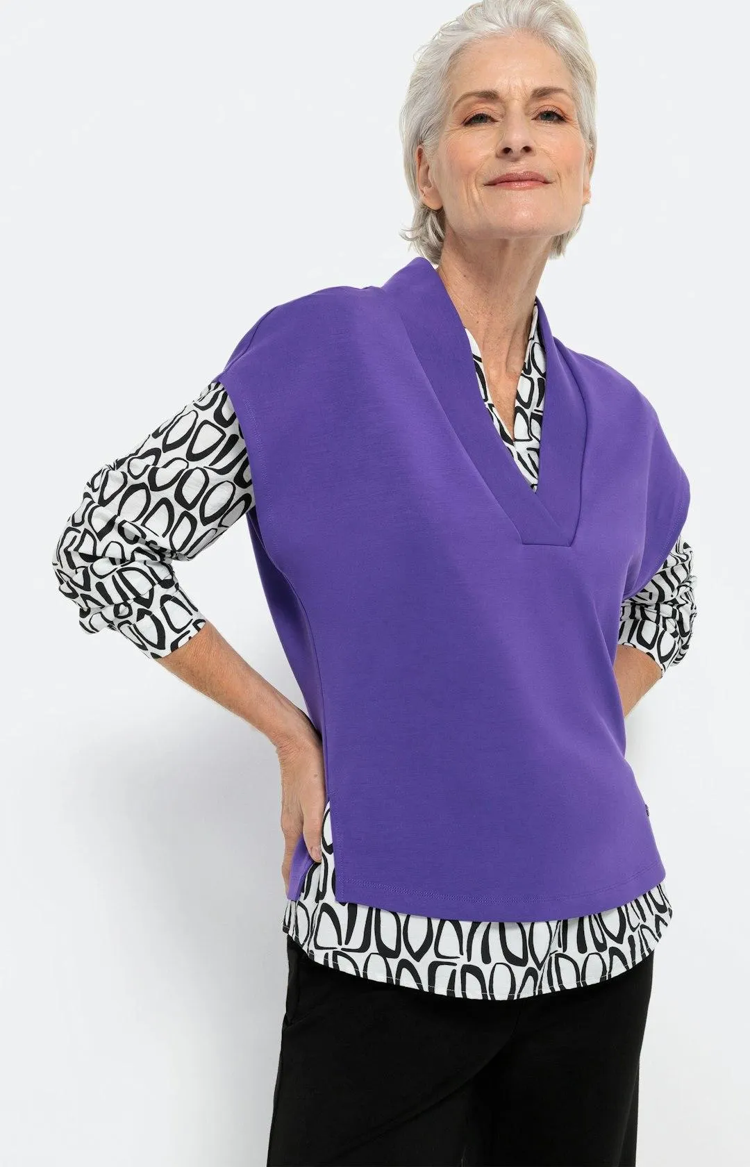 Sweat-Pullunder mit V-Ausschnitt