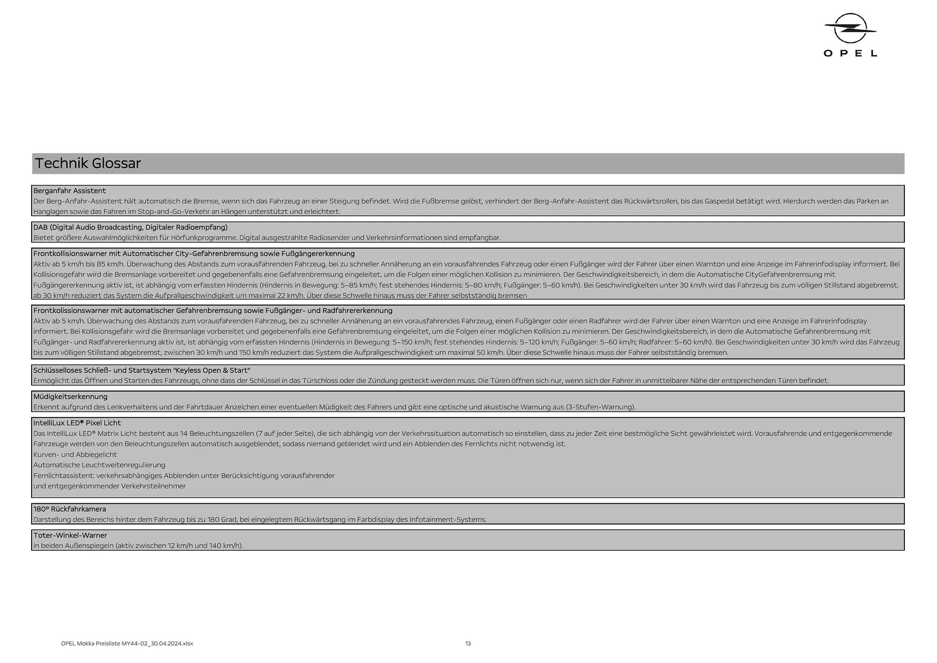 Opel Mokka Flugblatt von 16. Mai bis 15. Mai 2025 - Flugblätt seite  13