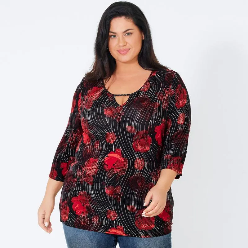 Damen-Shirt mit Blumendesign, große Größen