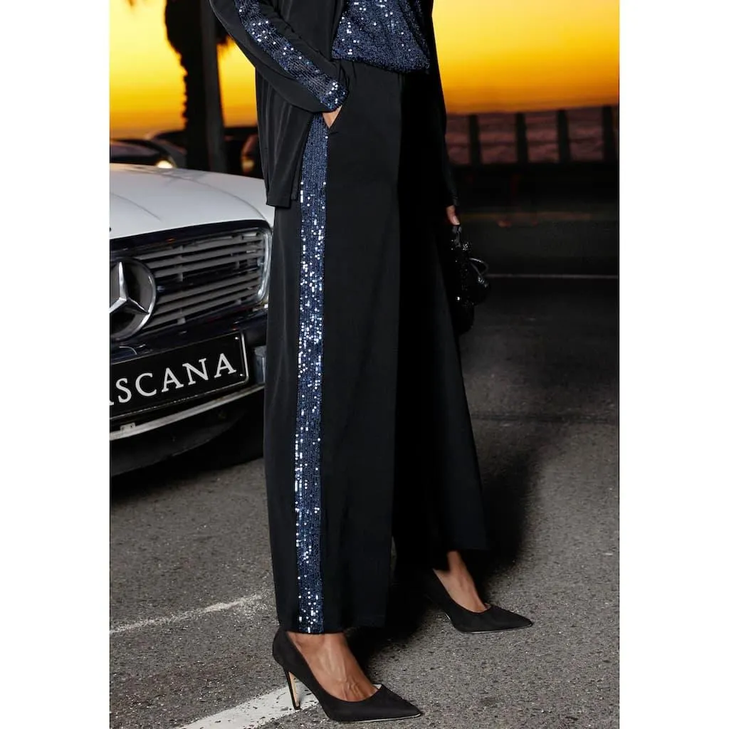 LASCANA Schlupfhose mit Pailettenstreifen, Partyhose, festlich