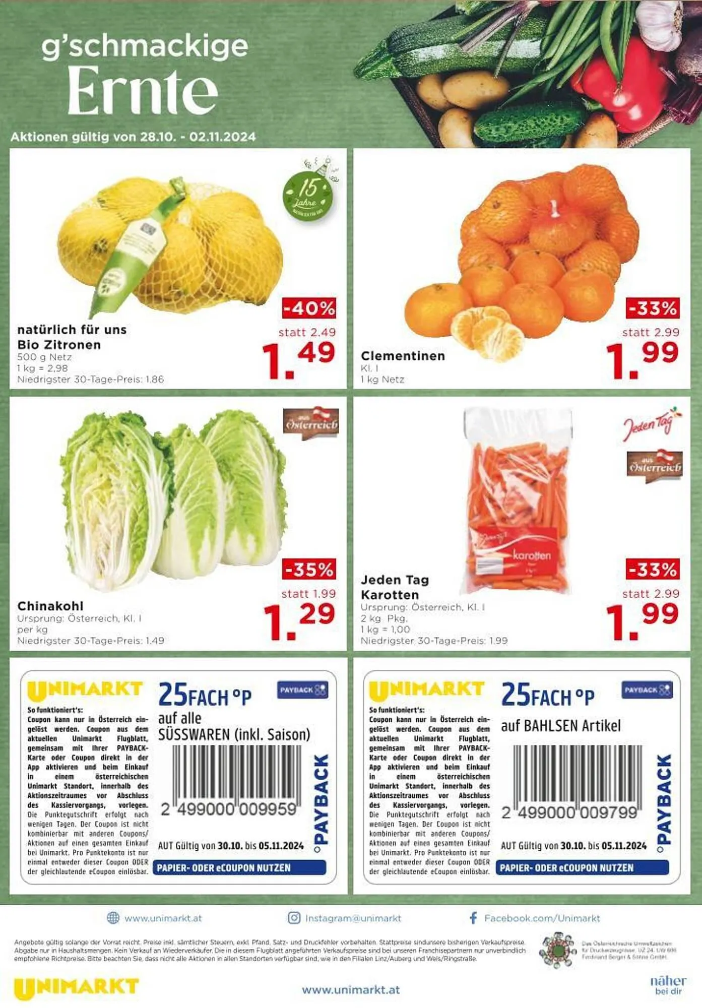 Unimarkt Flugblatt von 30. Oktober bis 5. November 2024 - Flugblätt seite 12