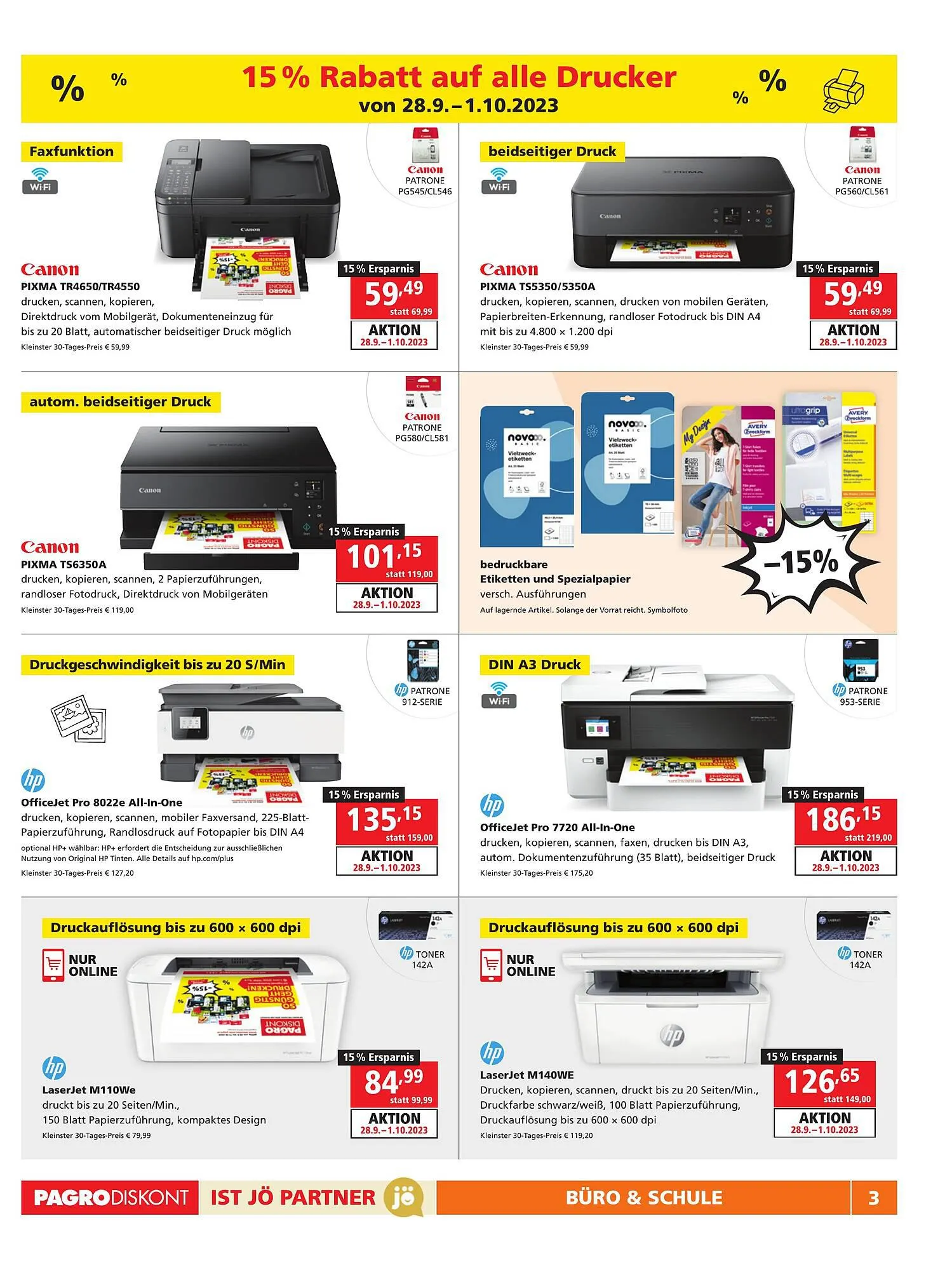 Pagro Diskont Flugblatt von 28. September bis 11. Oktober 2023 - Flugblätt seite 3