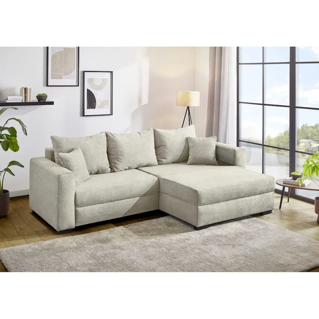 Jockenhöfer Gruppe Ecksofa »Elmau XL L-Form, B: 261 cm« mit Bettfunktion, Bettkasten & 2 Zierkissen