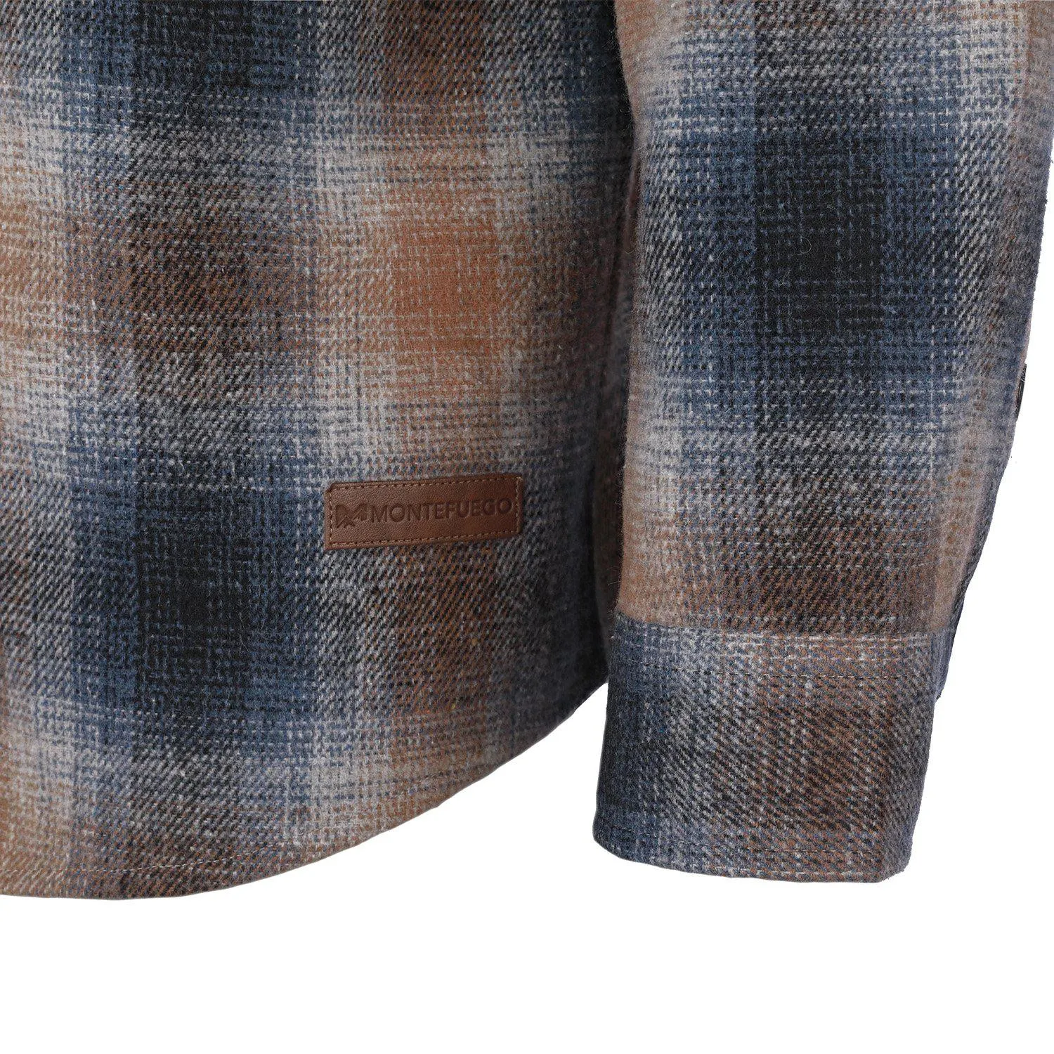 Flanellhemd “Karo” mit Kapuze, Blau-Orange