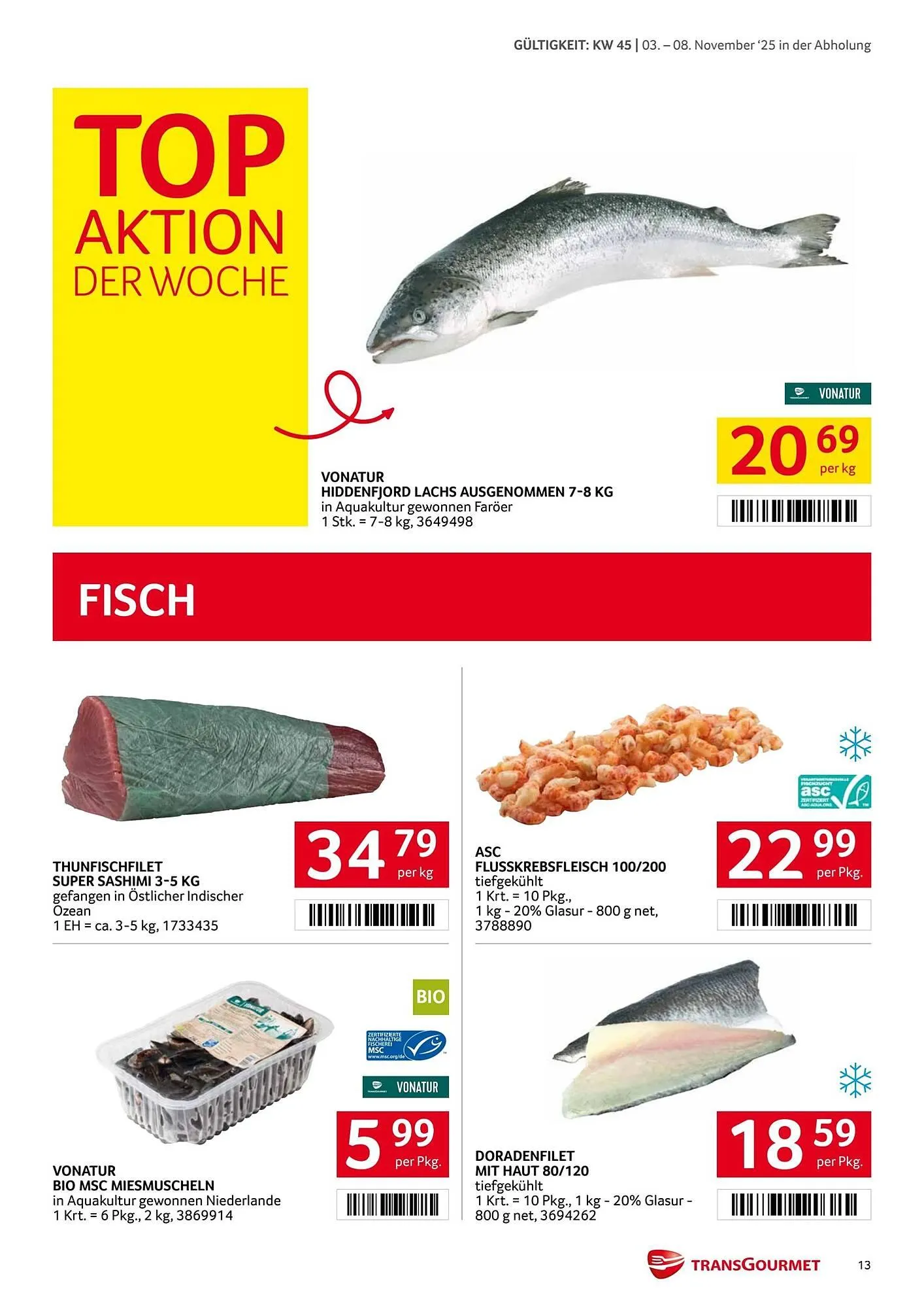 Transgourmet Flugblatt von 3. November bis 9. November 2025 - Flugblätt seite  13