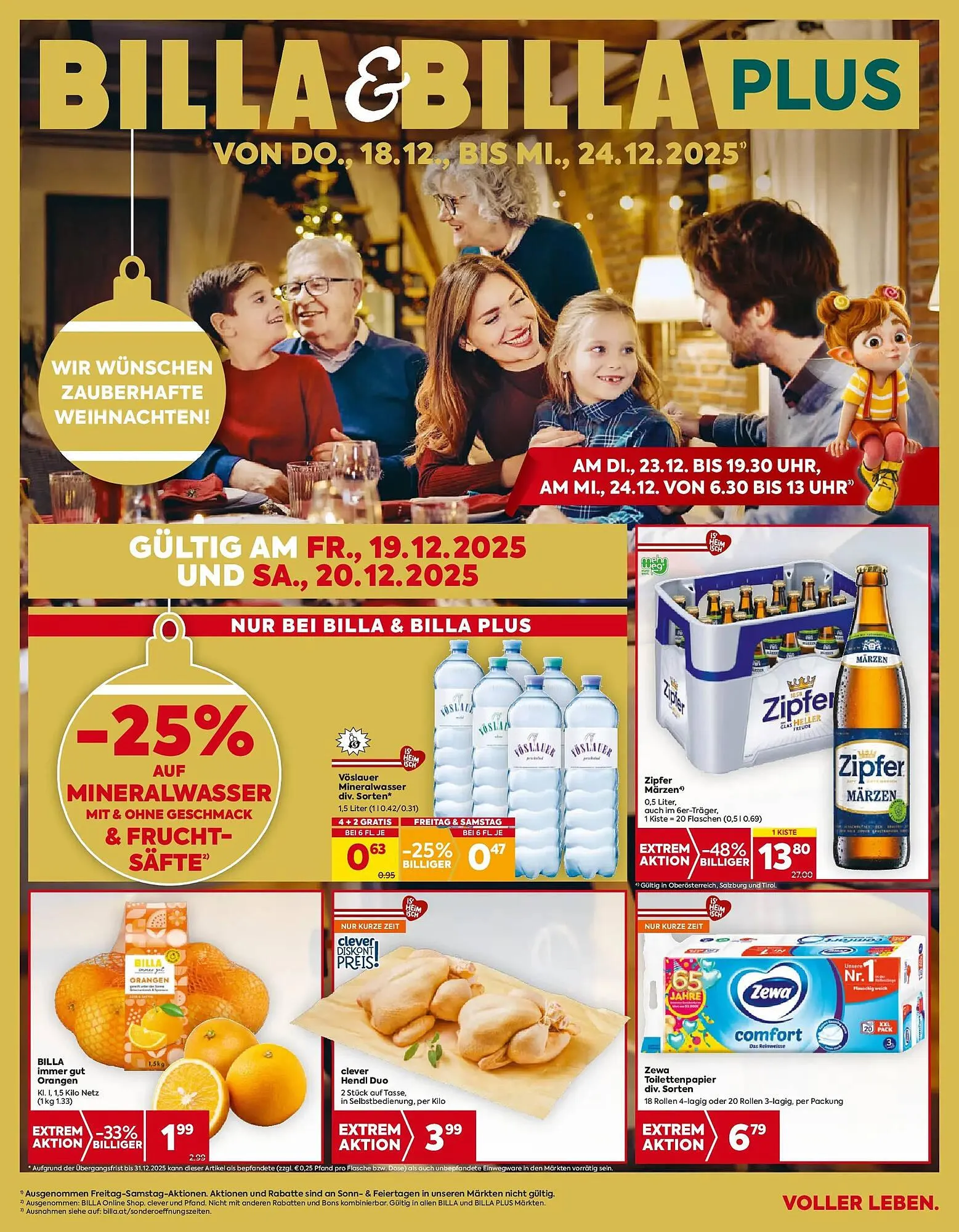 Billa Flugblatt von 18. Dezember bis 24. Dezember 2025 - Flugblätt seite  1