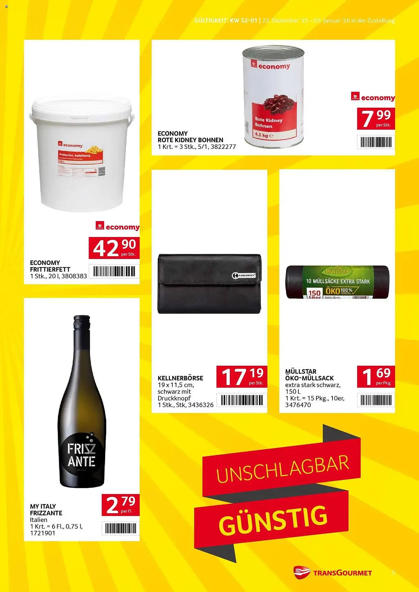 Transgourmet Flugblatt von 22. Dezember bis 3. Jänner 2026 - Flugblätt seite  5