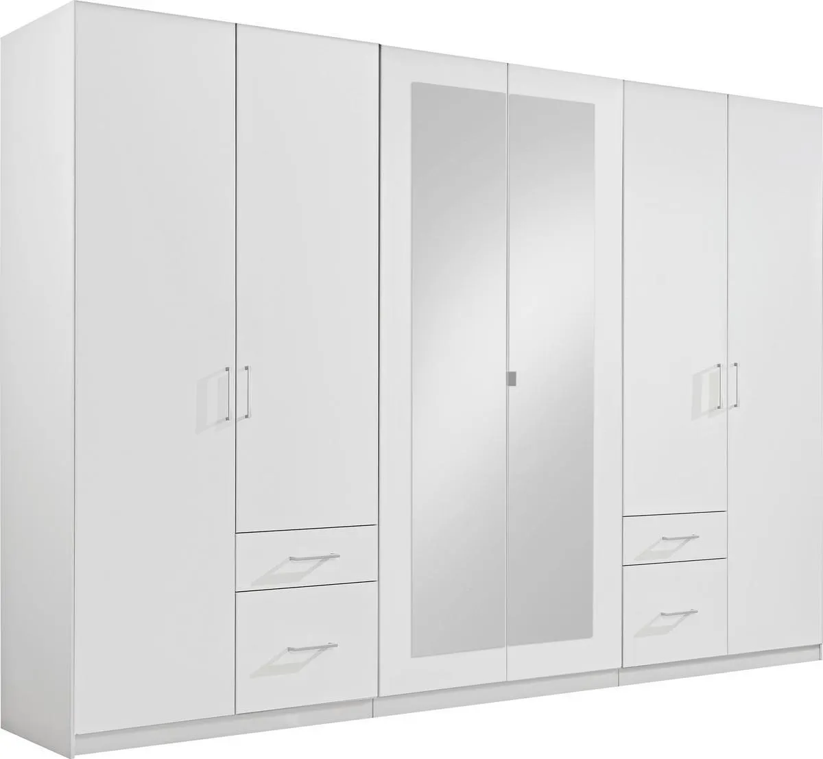 MID.YOU Drehtürenschrank Mit Spiegel + Laden 270 cm Fly Weiß