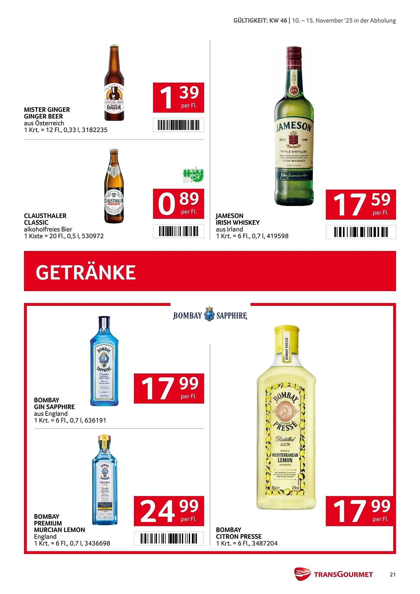 Transgourmet Flugblatt von 10. November bis 15. November 2025 - Flugblätt seite 20