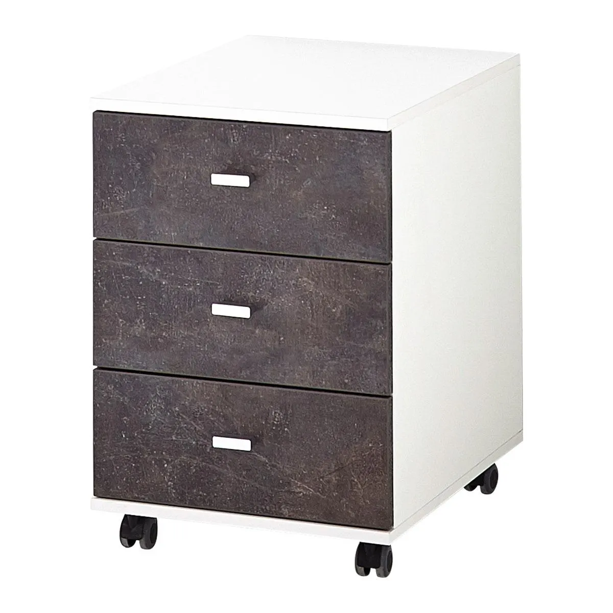 Rollcontainer Sort mit 3 Schubkästen 40 x 57 x 49 cm weiß/Basalto-Dunkel