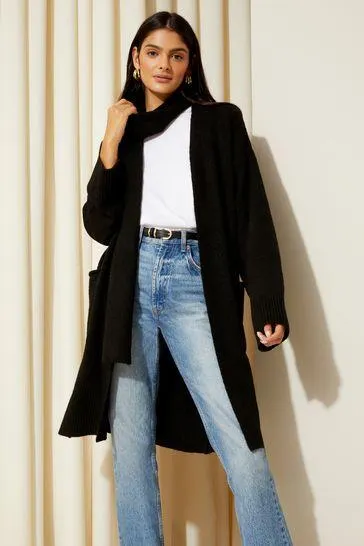 Friends Like These Kuschelige lange Strickjacke mit abnehmbarem Schal