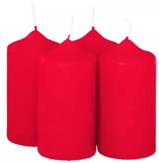 Stumpenkerzen, rot, in verschiedenen Farben, 4 Stück