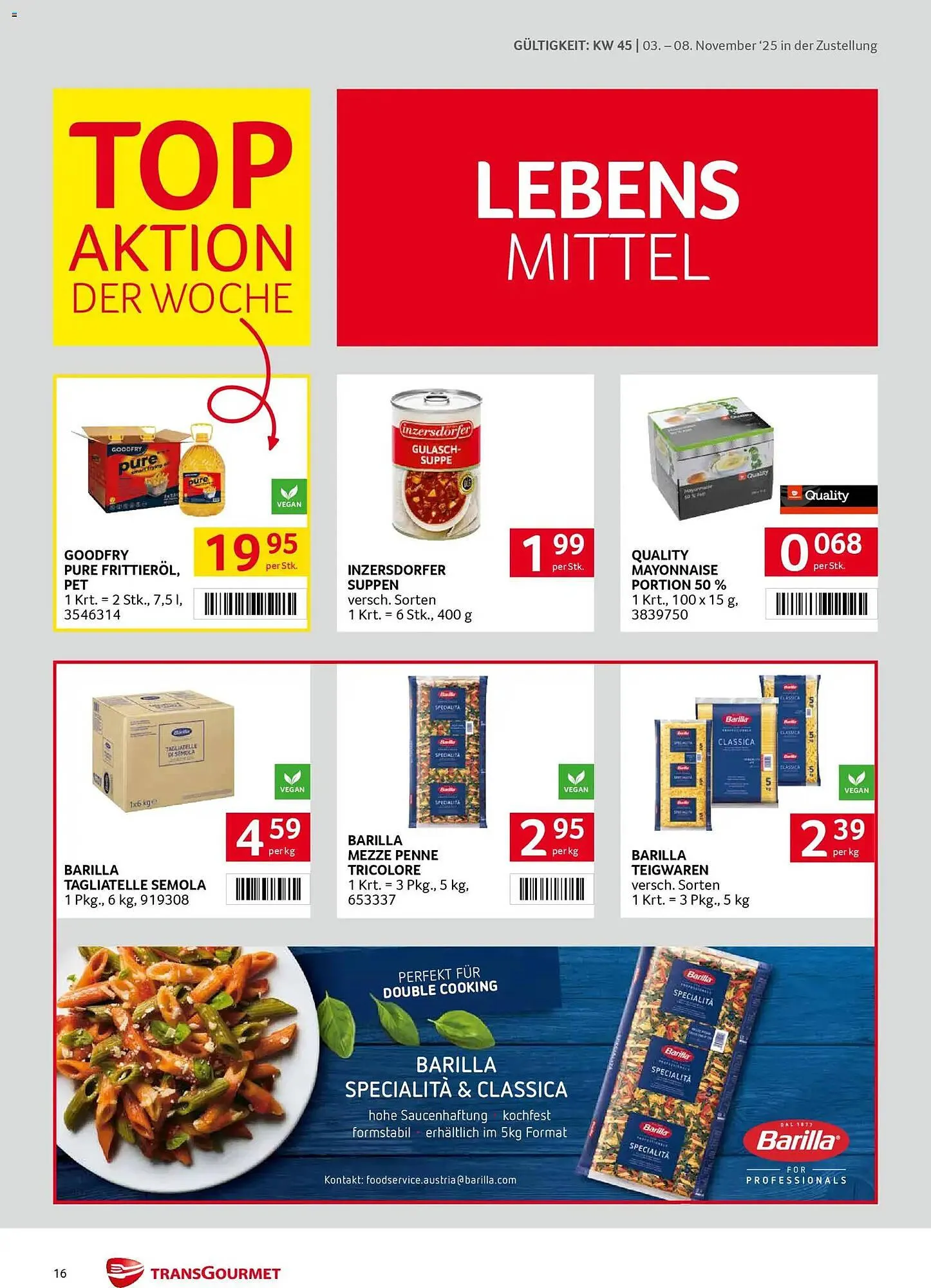 Transgourmet Flugblatt von 3. November bis 8. November 2025 - Flugblätt seite 16