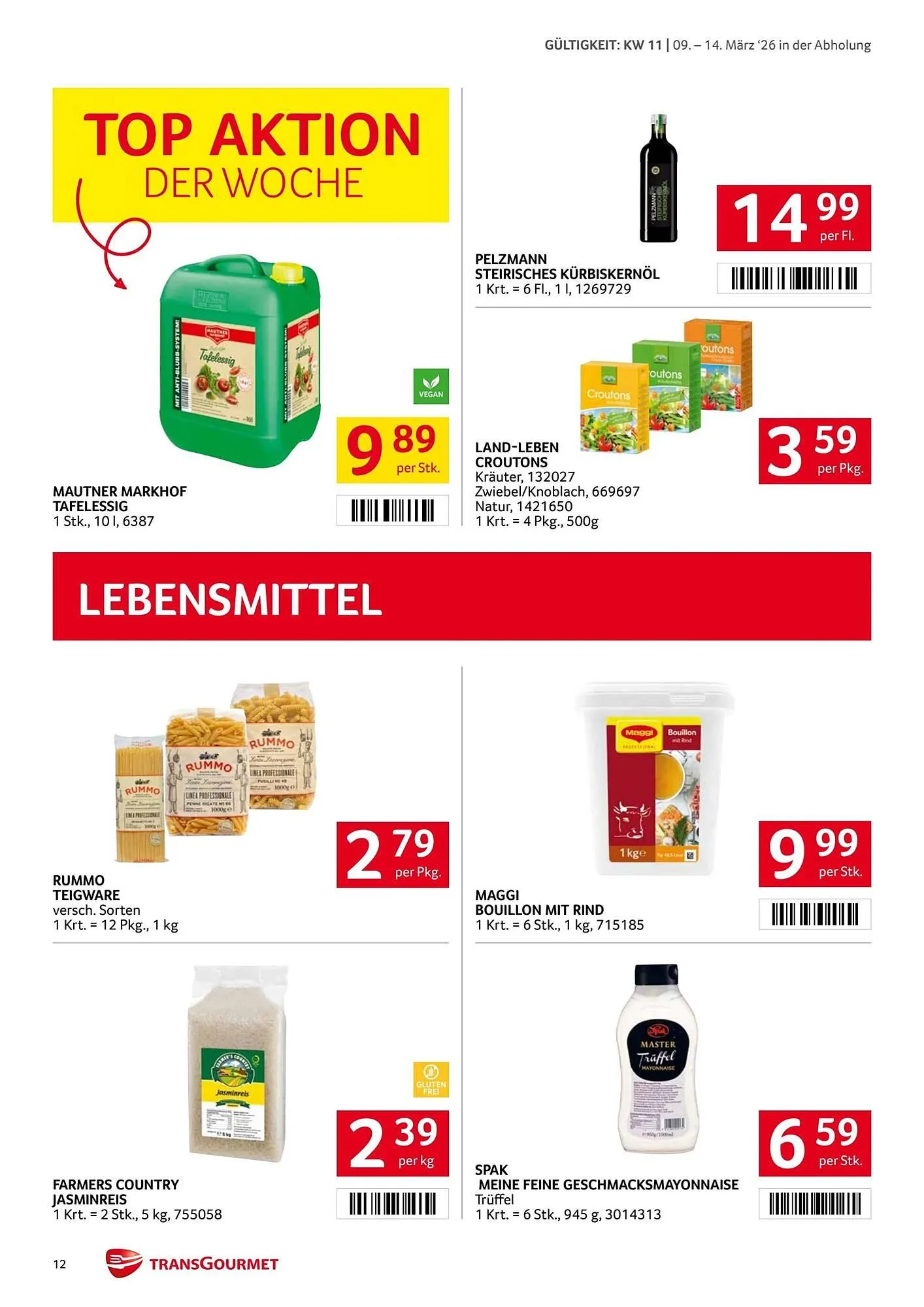 Transgourmet Flugblatt von 9. März bis 14. März 2026 - Flugblätt seite  12