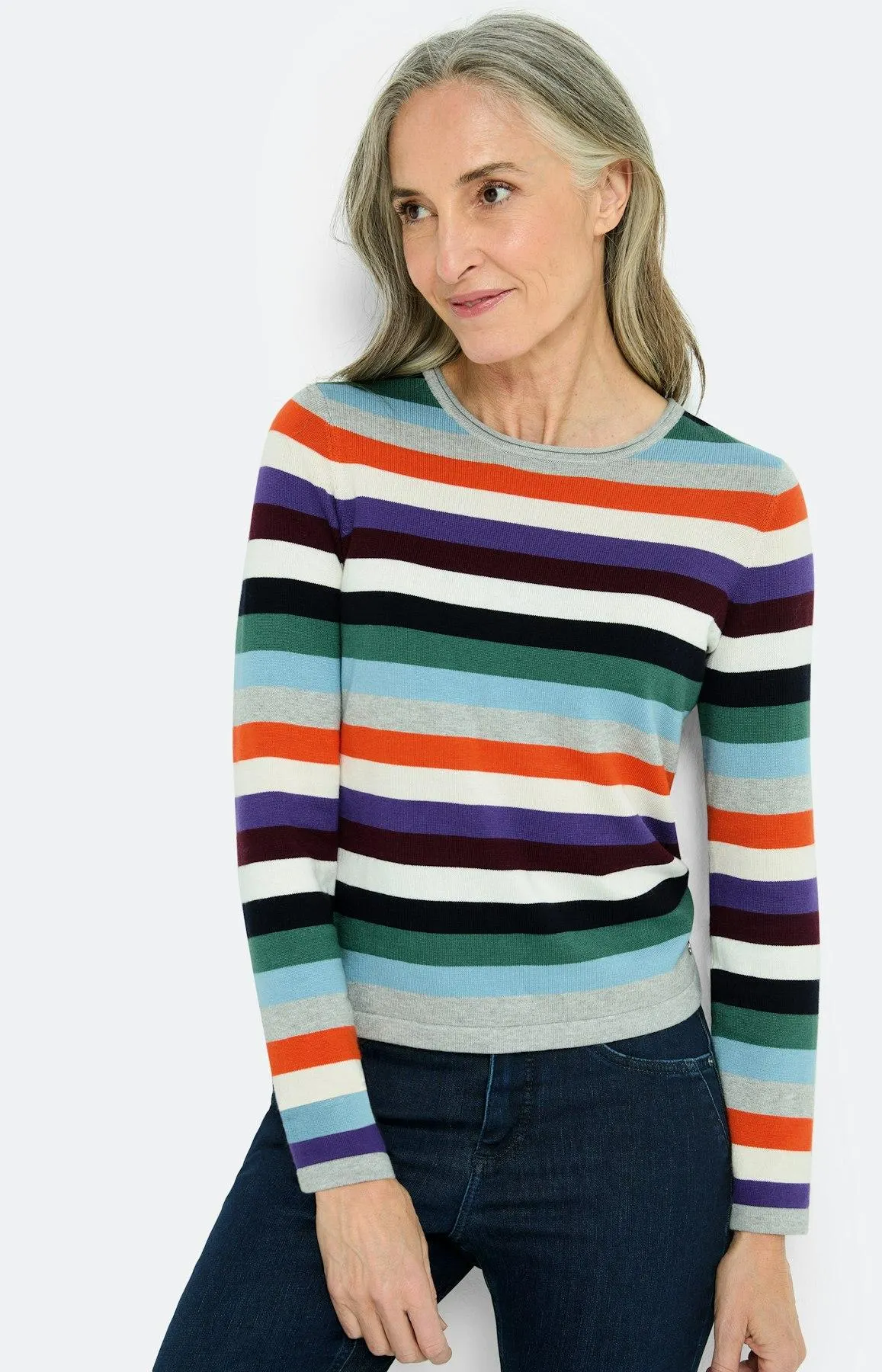 Strickpullover mit Streifen, bunt