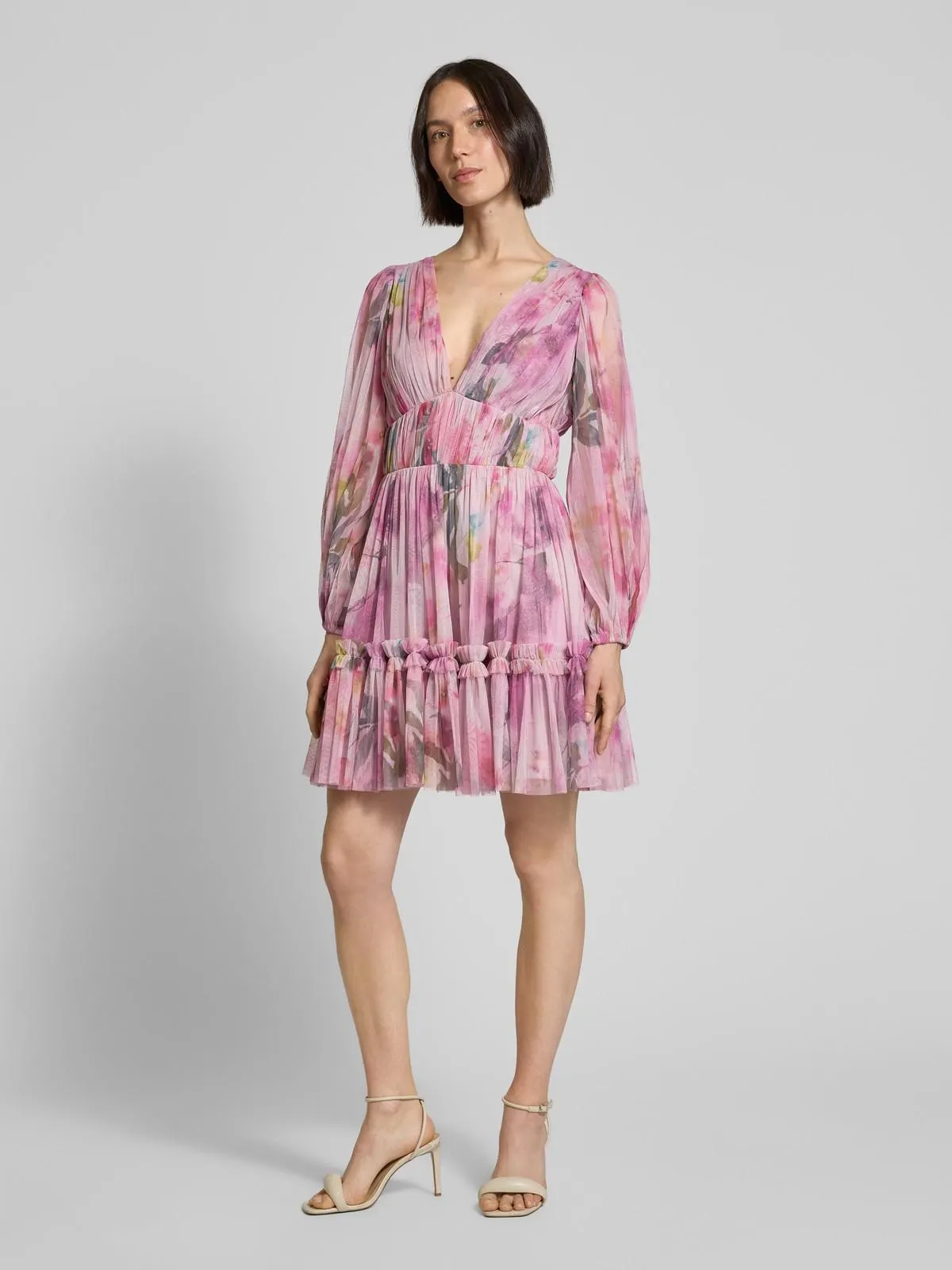 Cocktailkleid im Stufen-Look in rose