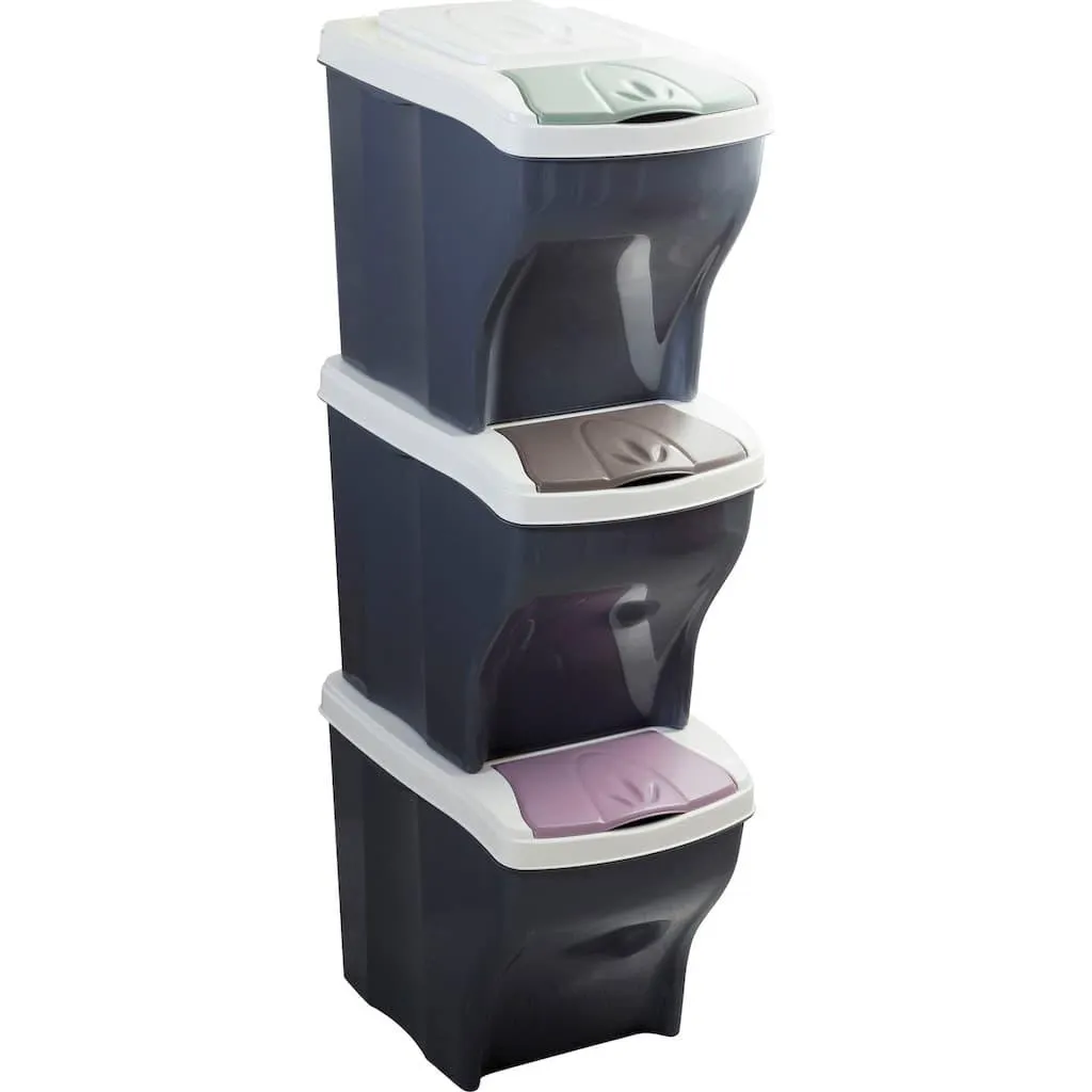 Bischof Bama Mülltrennsystem »FUN« 3 Behälter Kunststoff, abnehmbarer Deckel, 3tlg, je 20 Liter