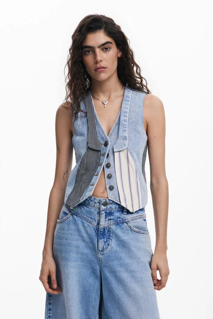 Patchwork-Jeansweste