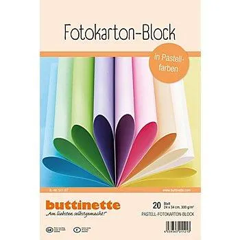 buttinette Fotokarton-Block, Pastellfarben, 24 x 34 cm, 20 Blatt