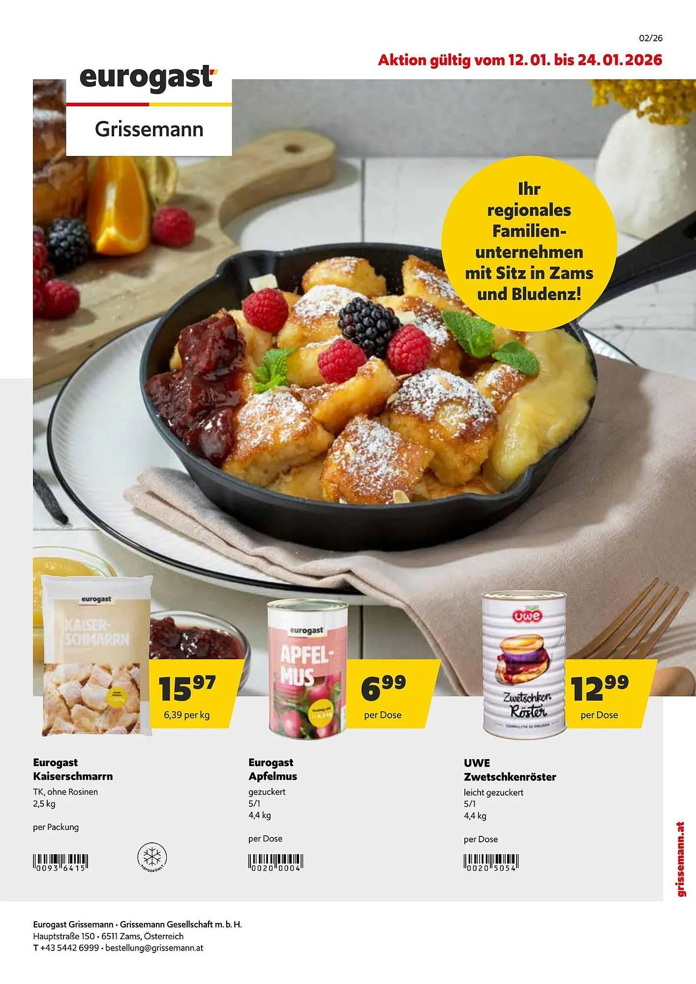 Eurogast Grissemann Flugblatt von 12. Jänner bis 24. Jänner 2026 - Flugblätt seite 1