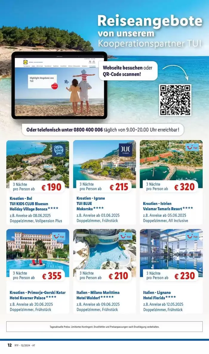 Aktuelle Reiseprospekte Themenprospekt Dezember von 13. Dezember bis 15. Jänner 2025 - Flugblätt seite 12
