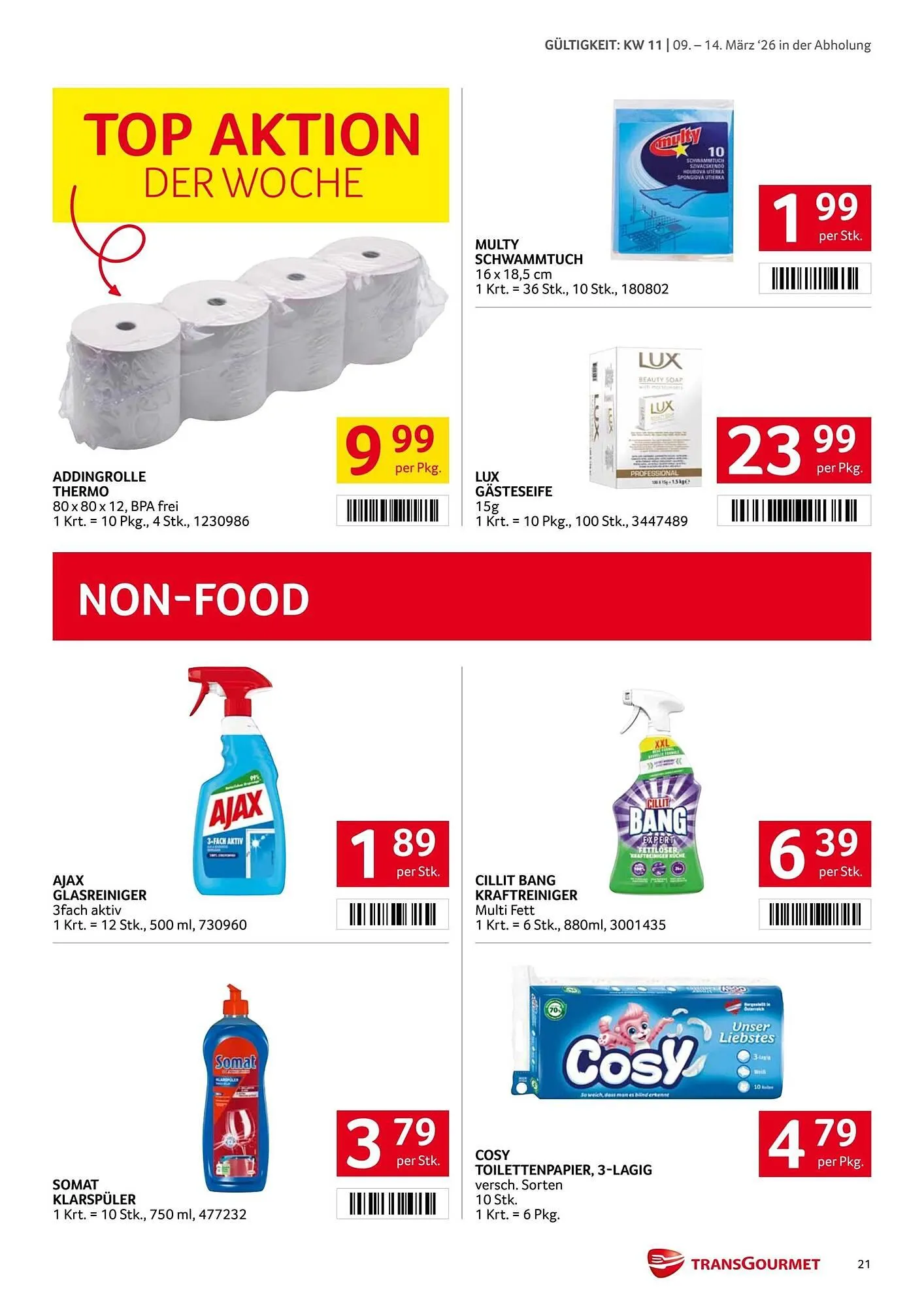 Transgourmet Flugblatt von 9. März bis 14. März 2026 - Flugblätt seite  21