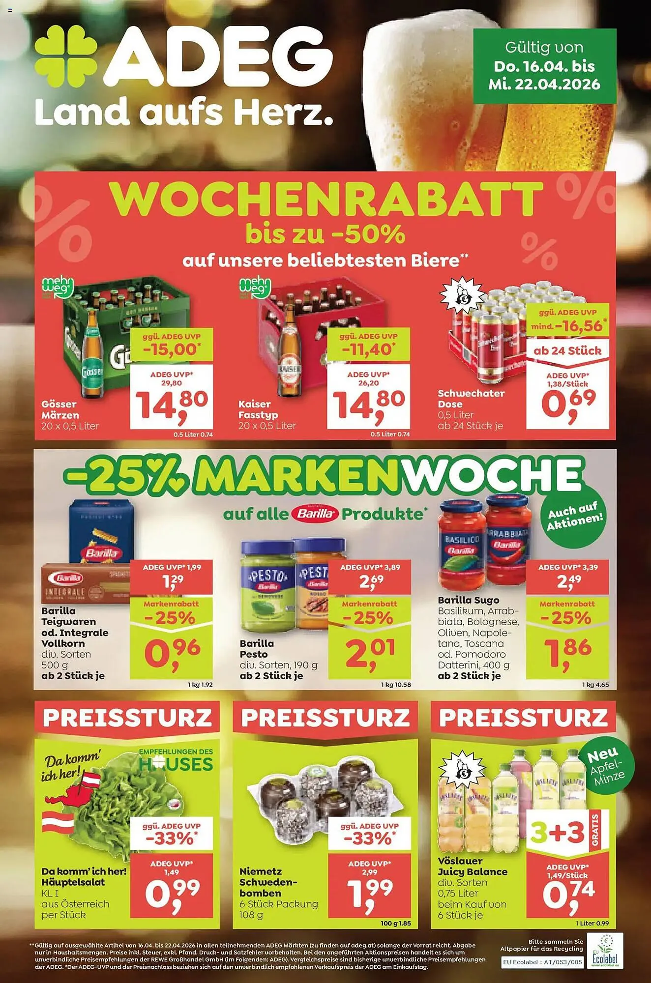 ADEG Flugblatt von 16. April bis 22. April 2026 - Flugblätt seite  1
