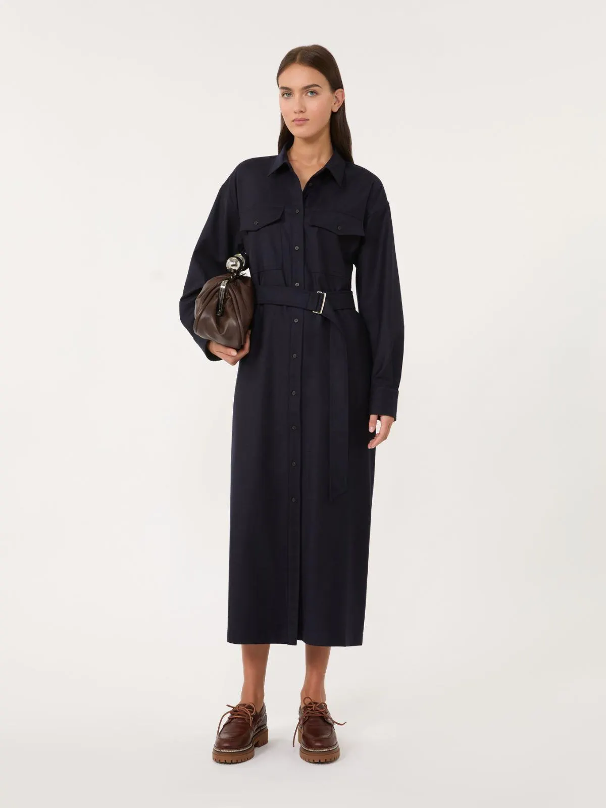 Kleid aus Wollflanell - Blau