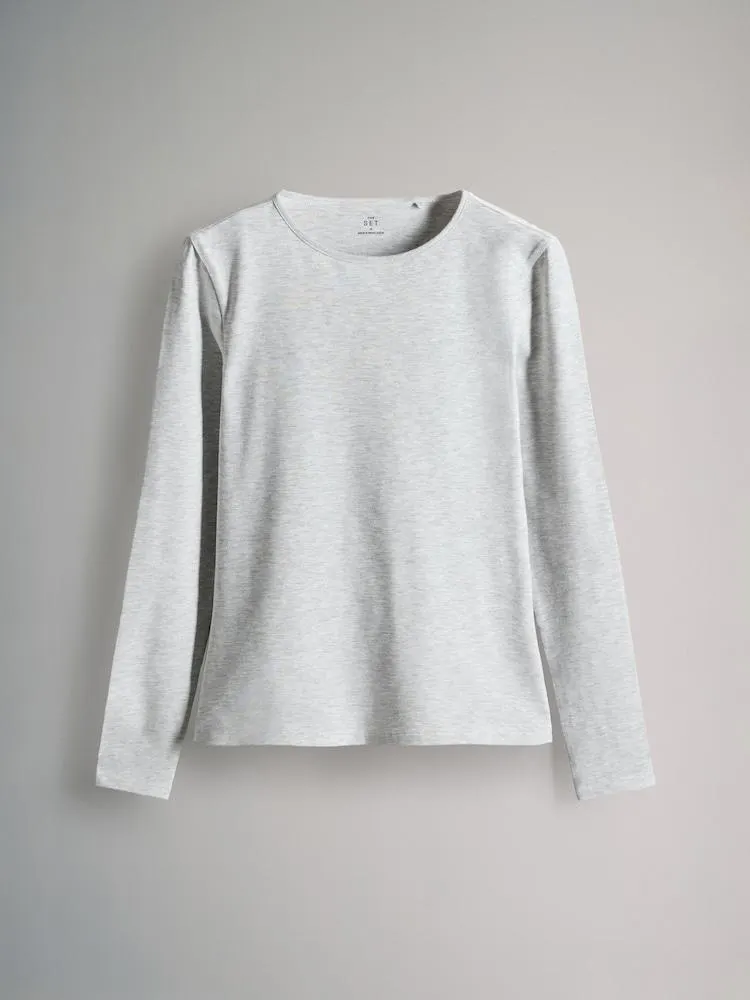 Streifen/Schwarz/Grau/Weiß - The Set – 7er-Pack Langarmshirts mit Rundhalsausschnitt