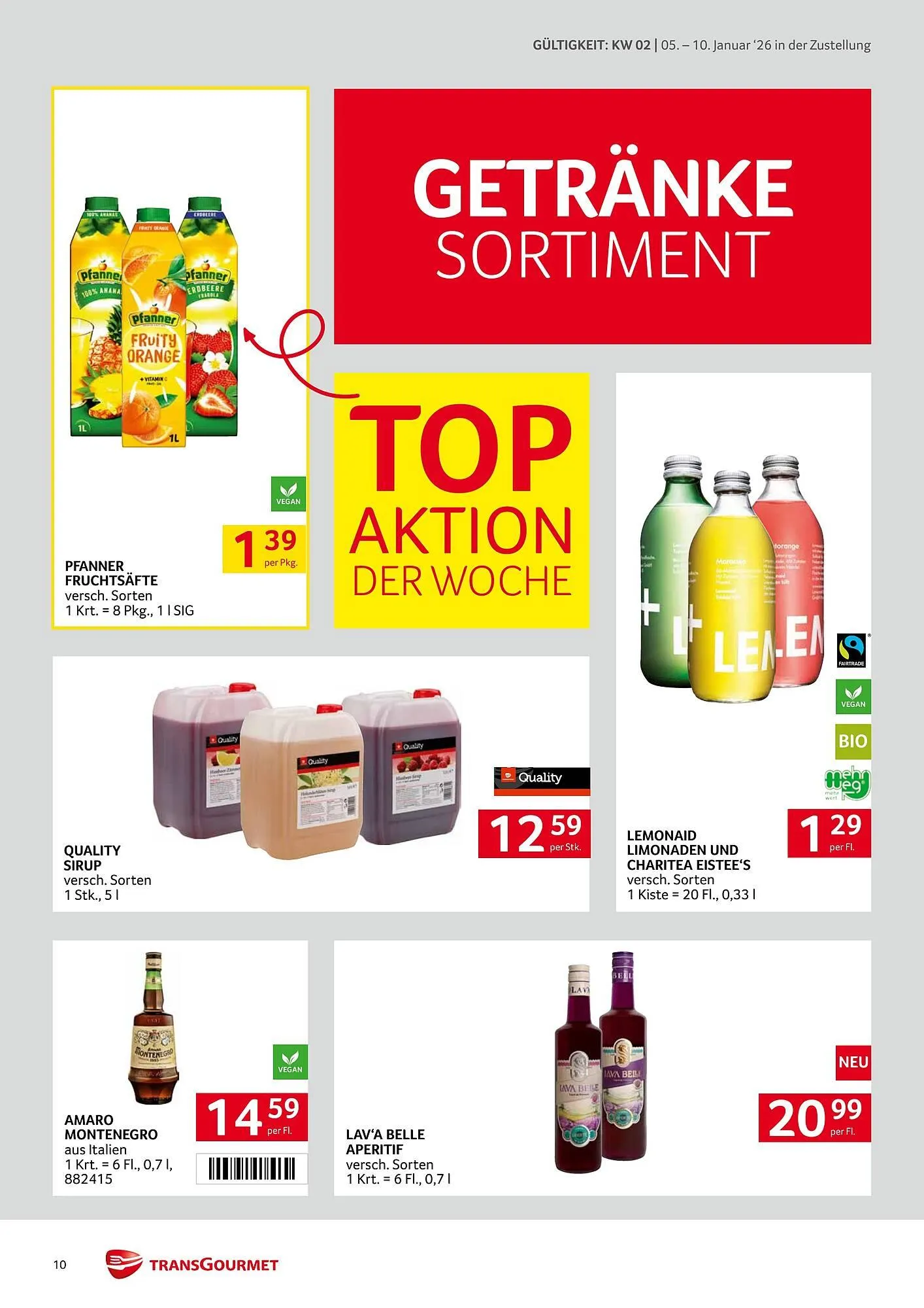 Transgourmet Flugblatt von 5. Jänner bis 10. Jänner 2026 - Flugblätt seite  10