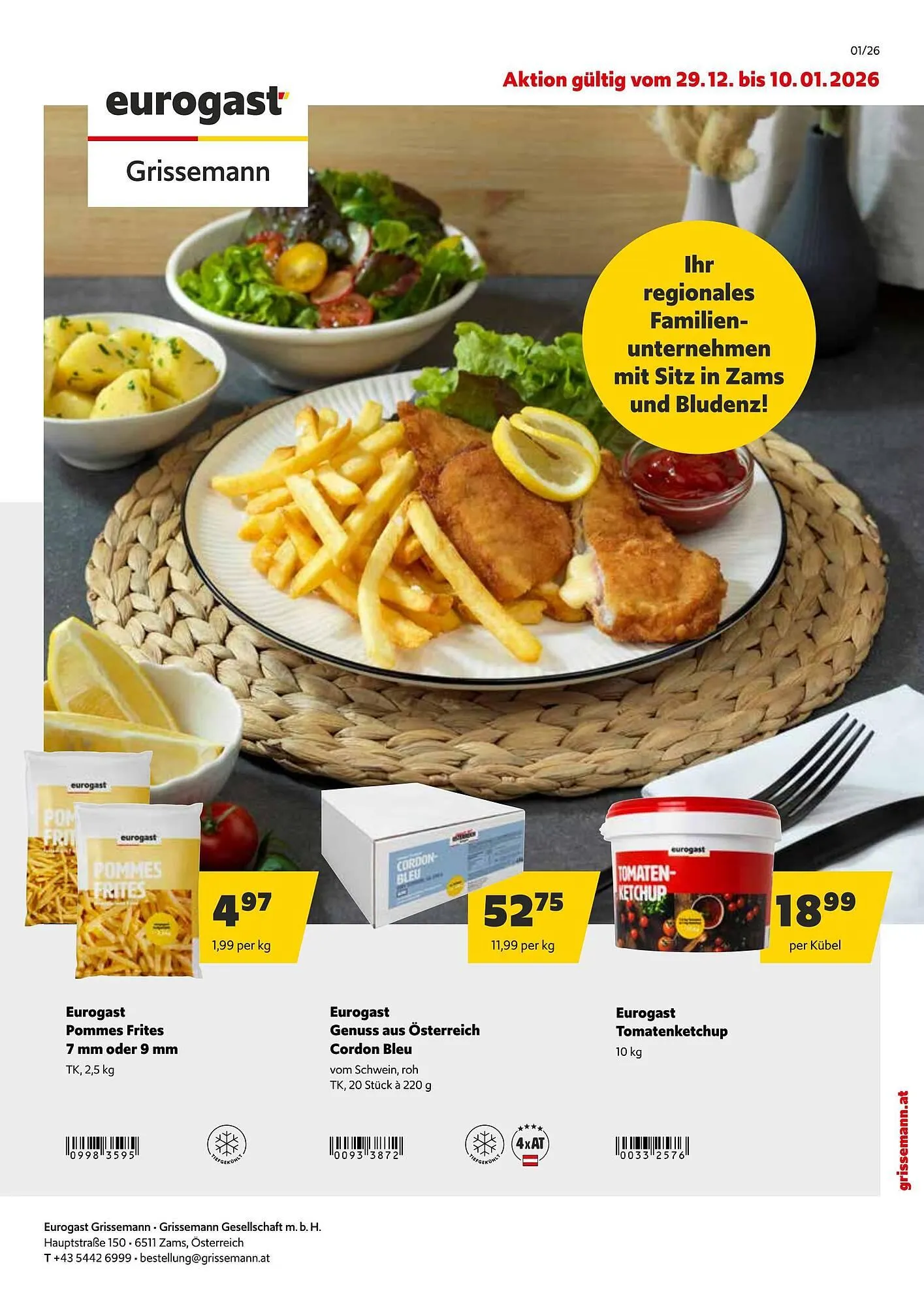 Eurogast Grissemann Flugblatt von 29. Dezember bis 10. Jänner 2026 - Flugblätt seite  1