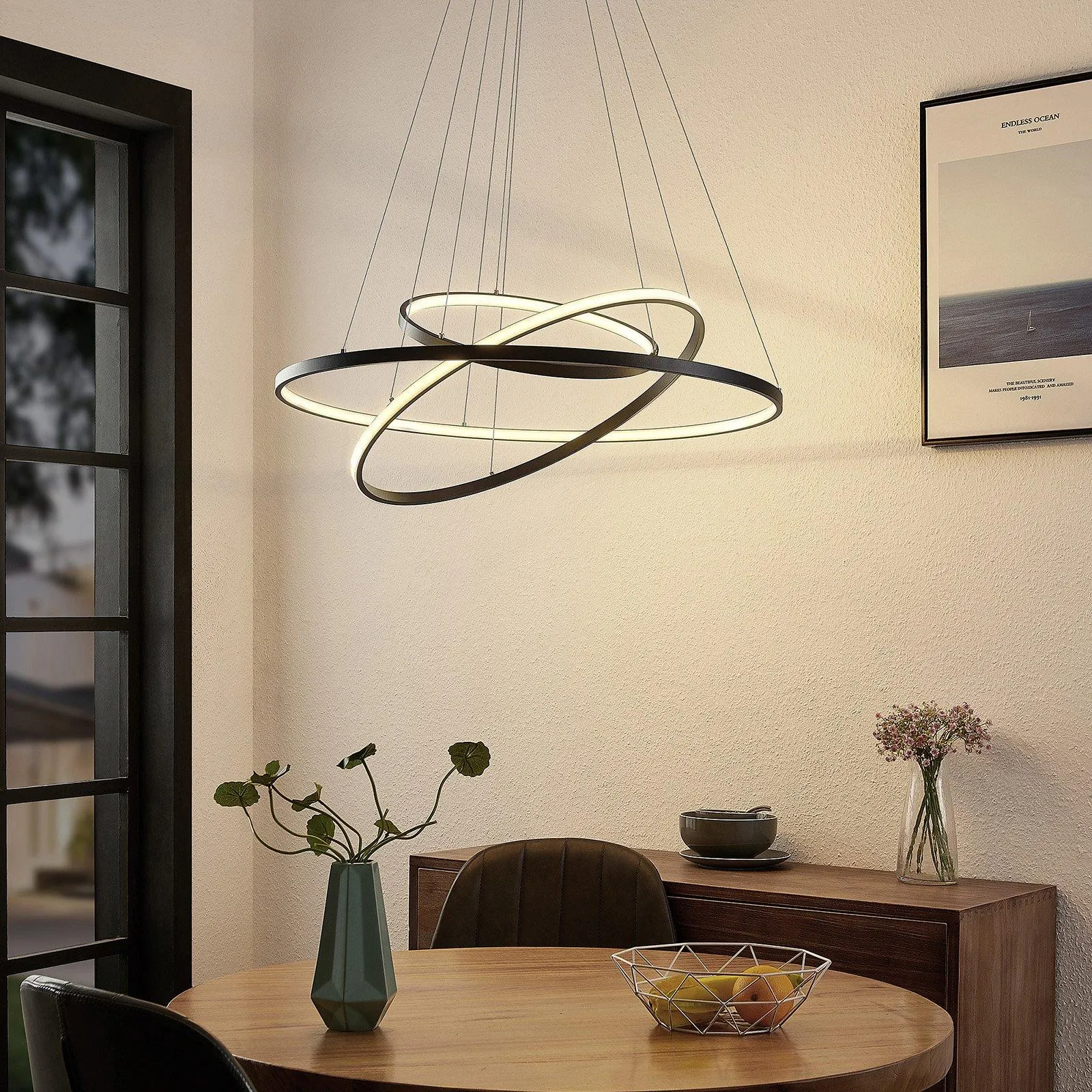 Lucande Filippa LED-Pendelleuchte mit 3 Ringen