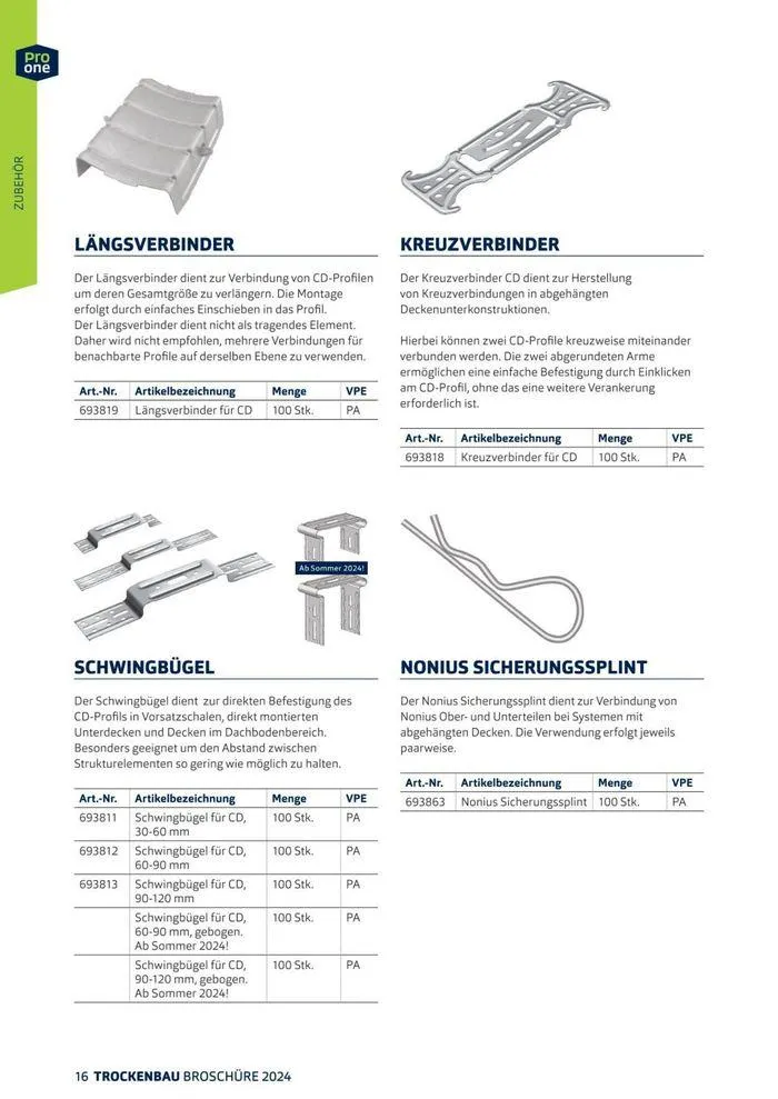 ProOne Trockenbaubroschuere 2024 von 21. Februar bis 31. Dezember 2024 - Flugblätt seite  16