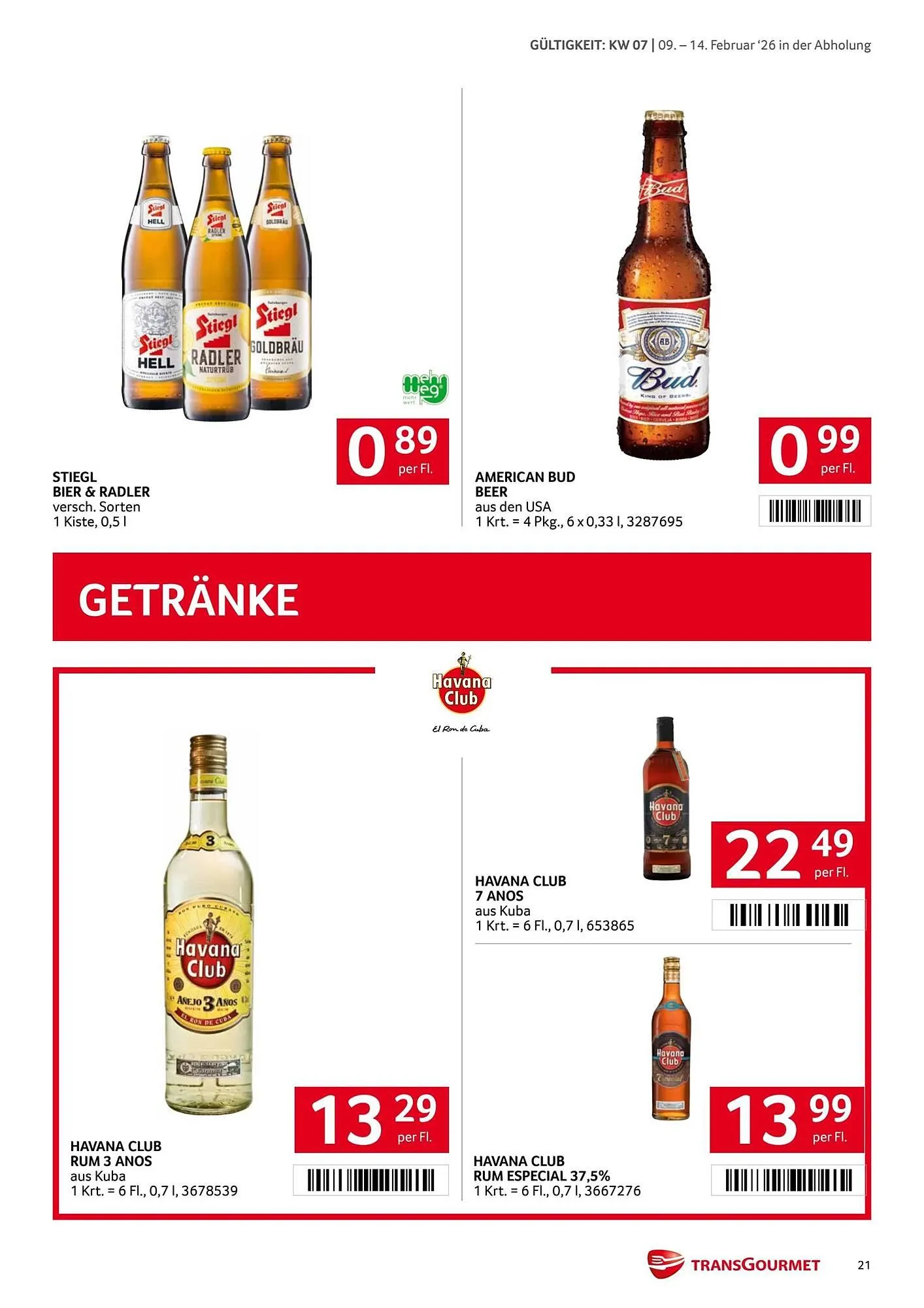 Transgourmet Flugblatt von 9. Februar bis 15. Februar 2026 - Flugblätt seite  21