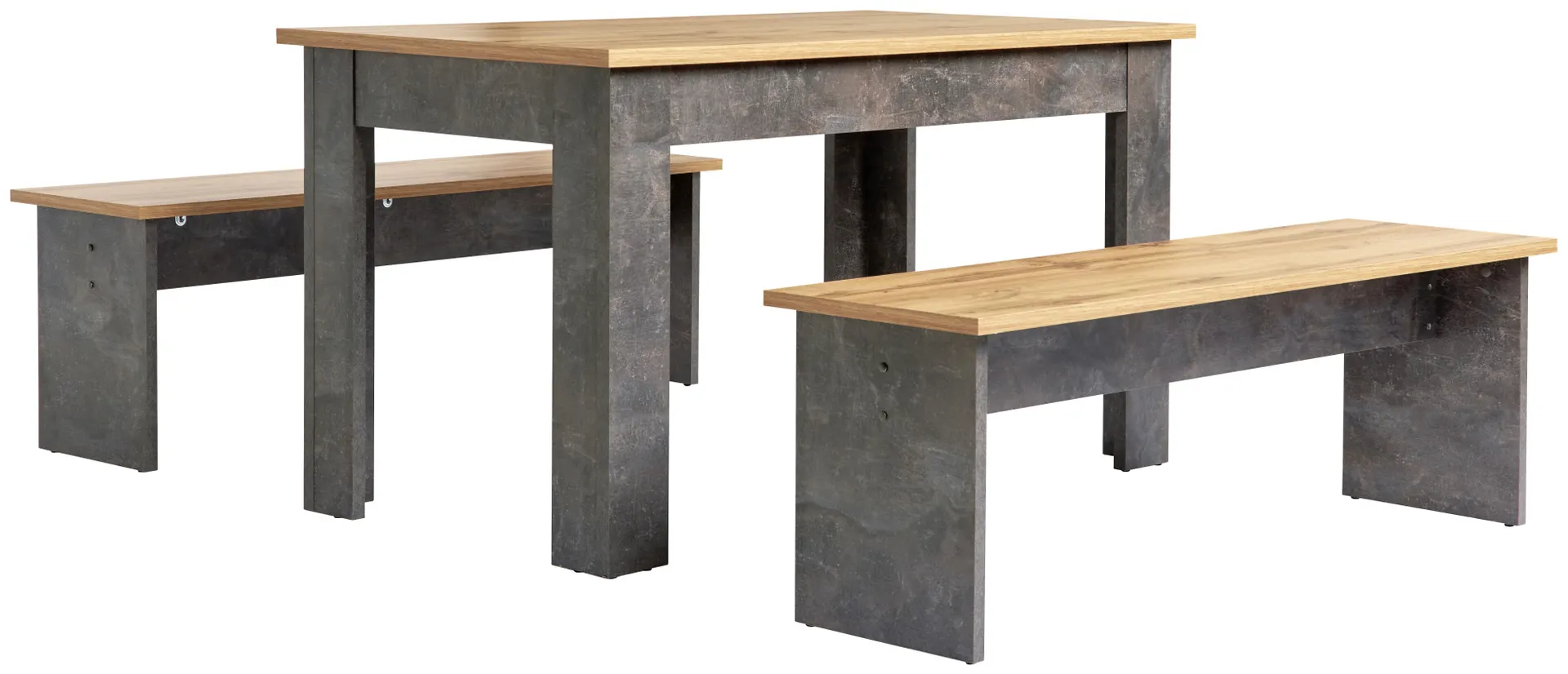 Essgruppe mit Bänken 3-Teilig Paris Eiche Dekor/Betonoptik
