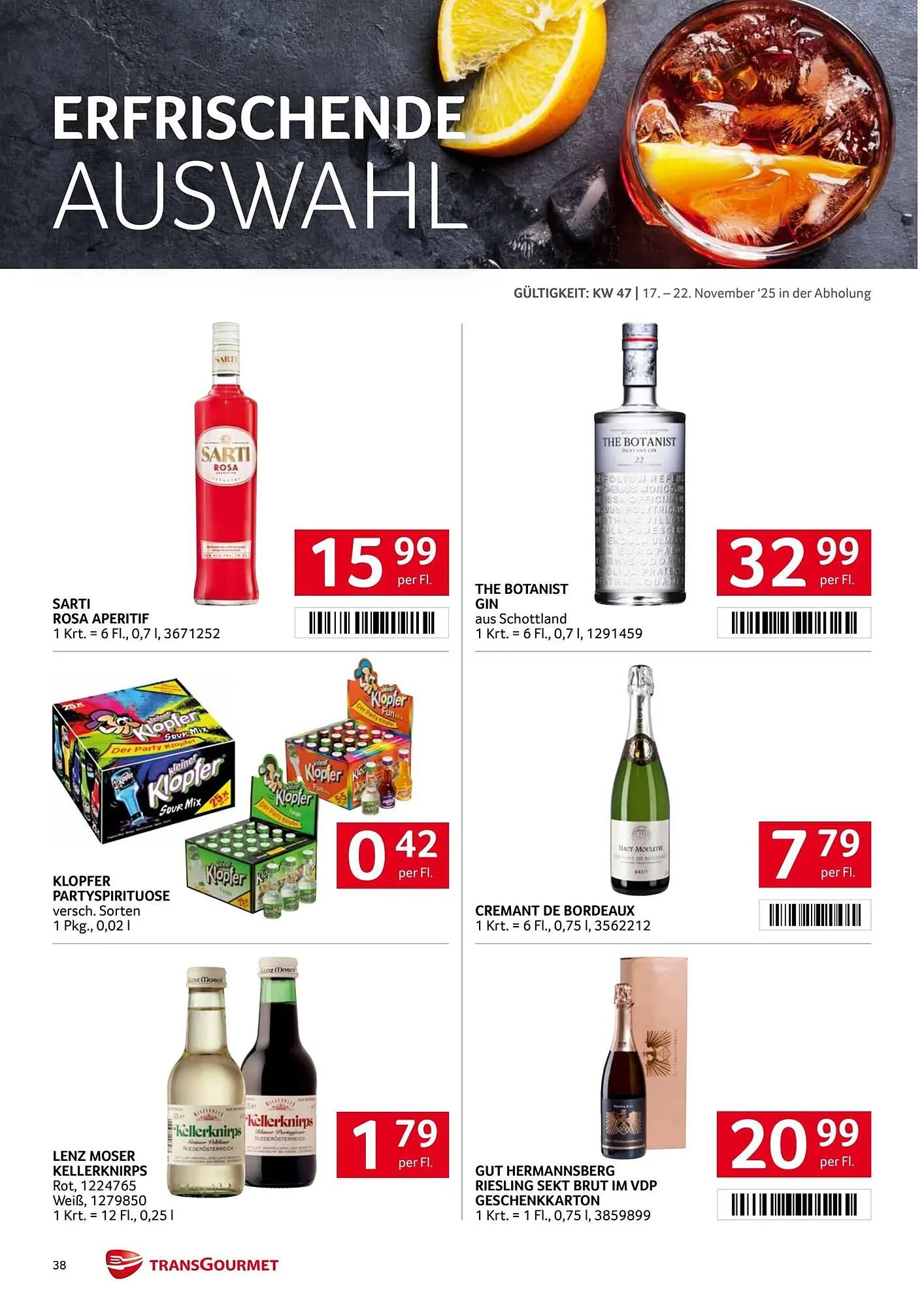 Transgourmet Flugblatt von 17. November bis 23. November 2025 - Flugblätt seite  38