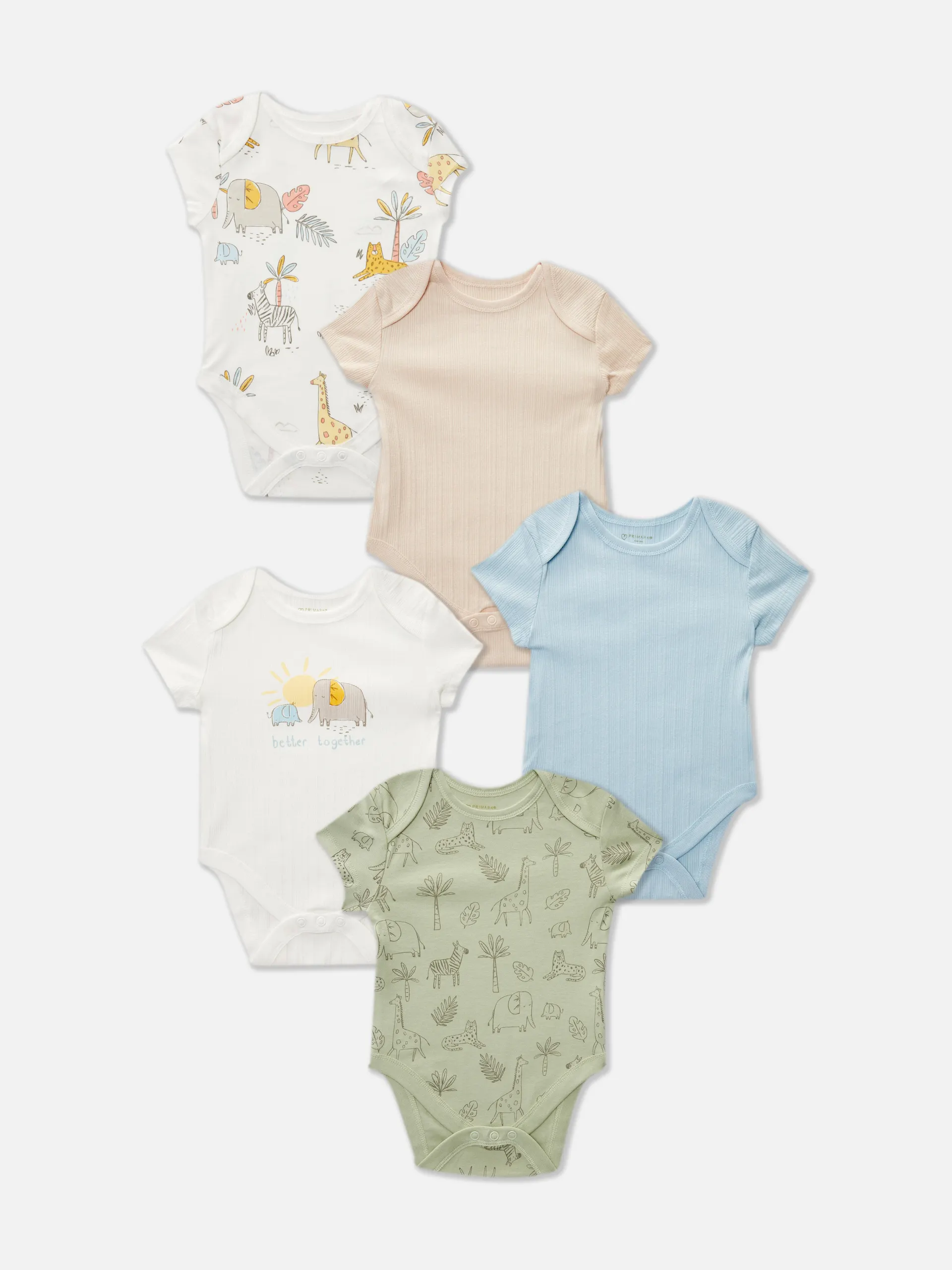 Bodysuits mit Safari-Print, 5er-Pack