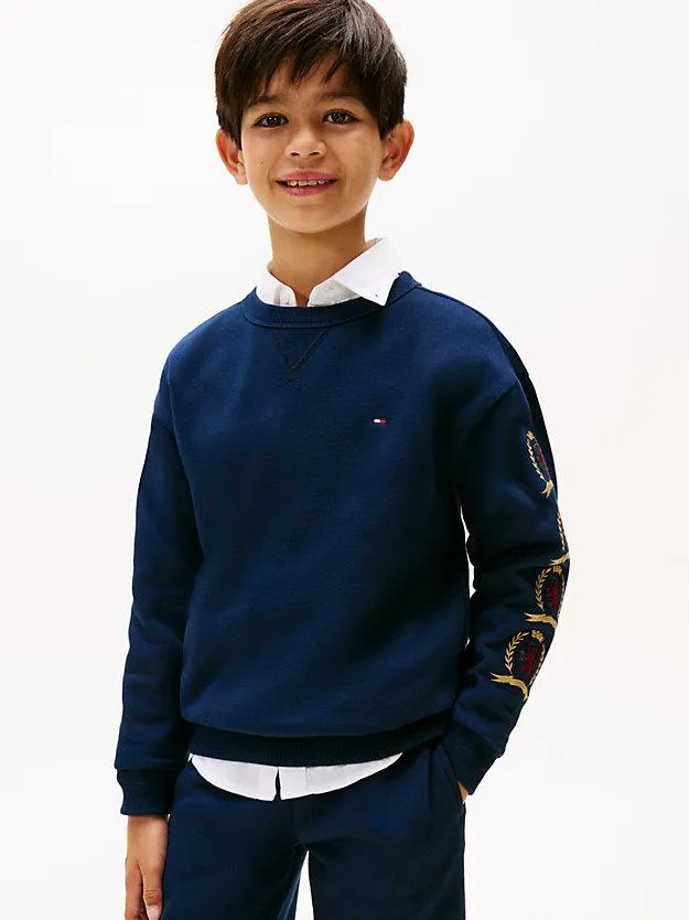 Fleece-Sweatshirt mit TH-Wappen-Muster