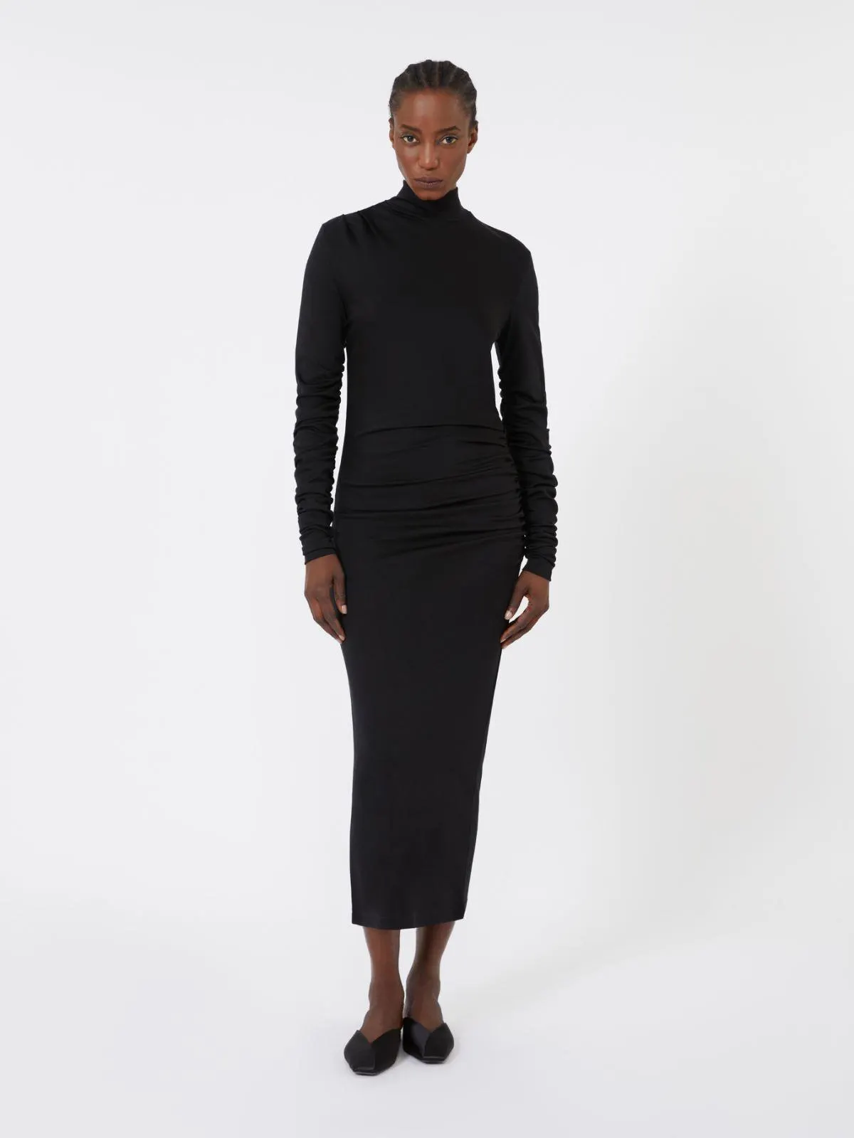 Kleid aus Wolljersey - Schwarz