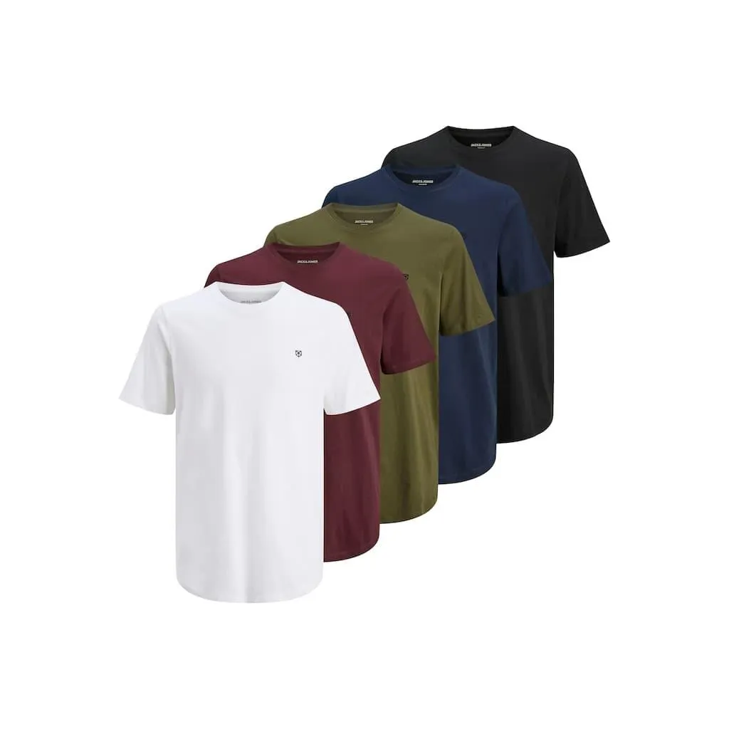 Jack & Jones Rundhalsshirt »JPRBLABRODY im 5er-Pack, mit Logodruck, Rundhals und atmungsaktiv« Packung, 5er-Pack, 5 Rundhals, normal, Baumwolle