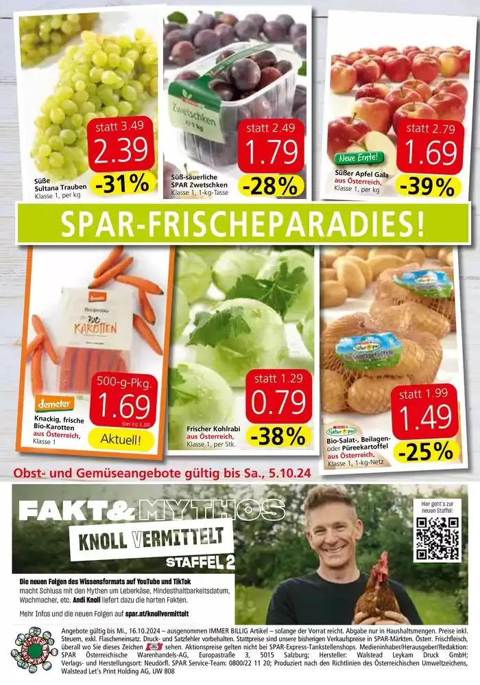 Spar flugblatt von 2. Oktober bis 16. Oktober 2024 - Flugblätt seite  20