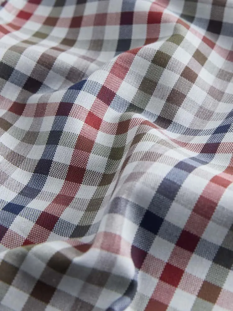 Grau/mehrfarbiges Vichy-Karo - Regular Fit Bügelleichtes Knopfleiste Oxford Hemd